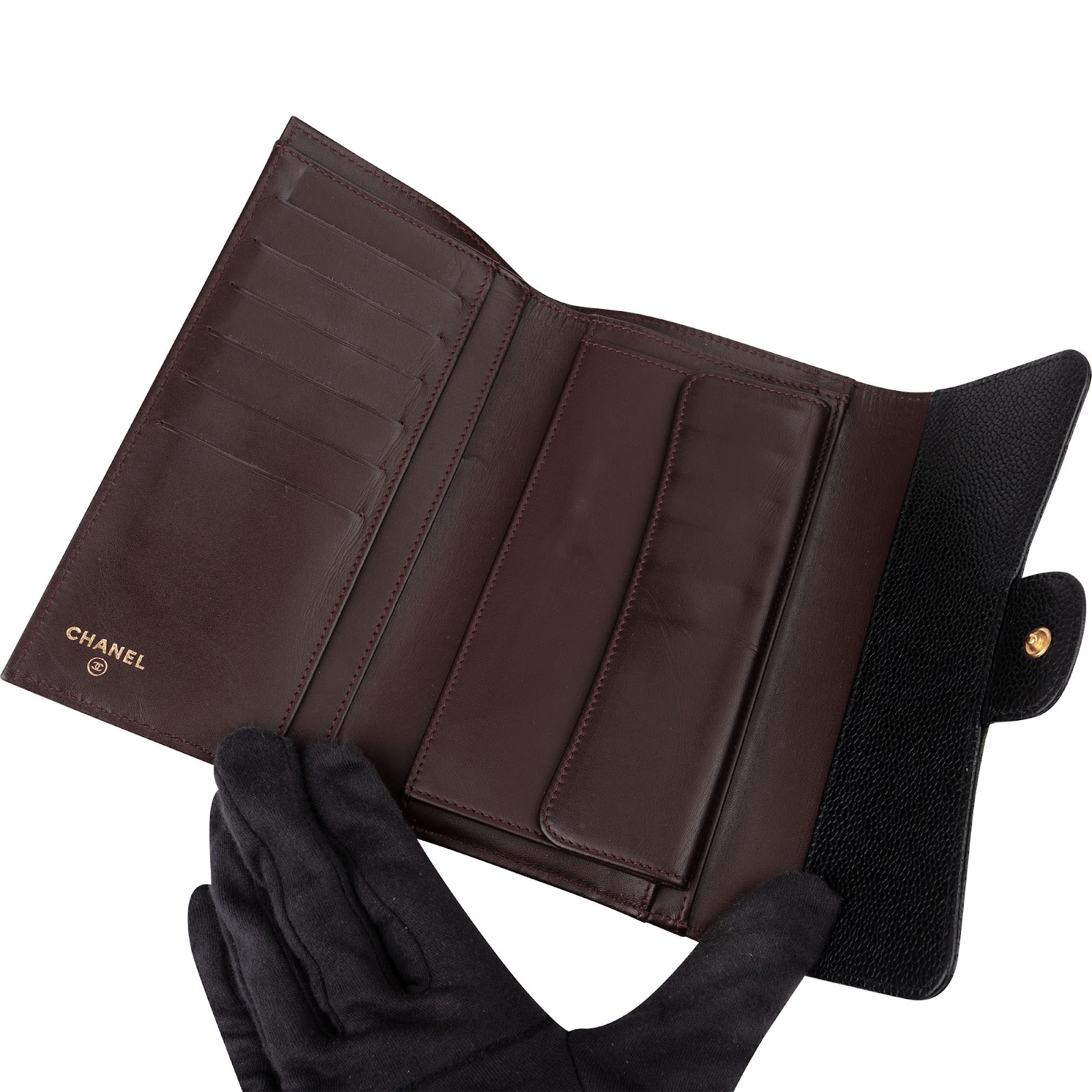 Chanel Quilted Caviar Leather Classic Flap CC Wallet