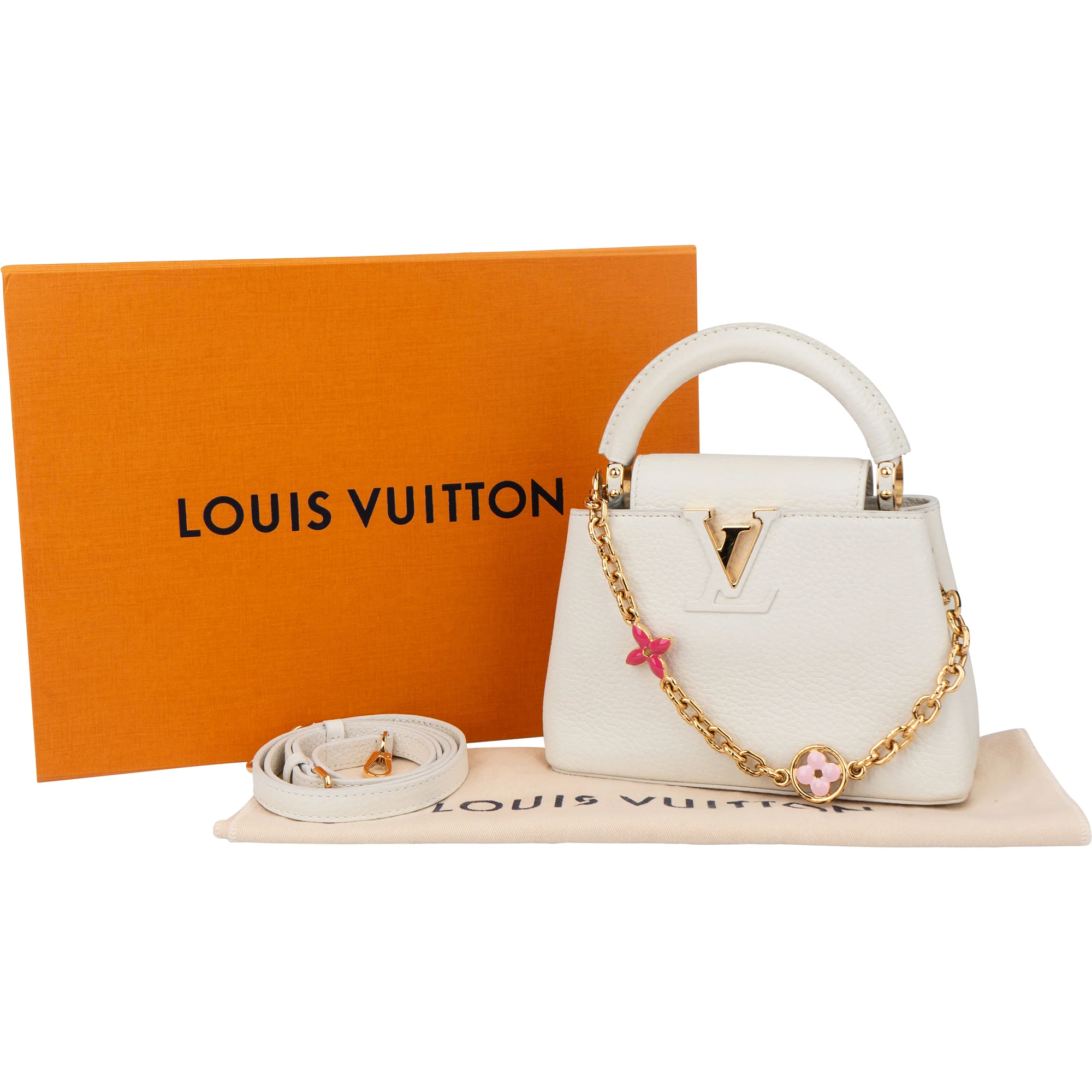 Louis Vuitton White Leather Capucines BB Handbag