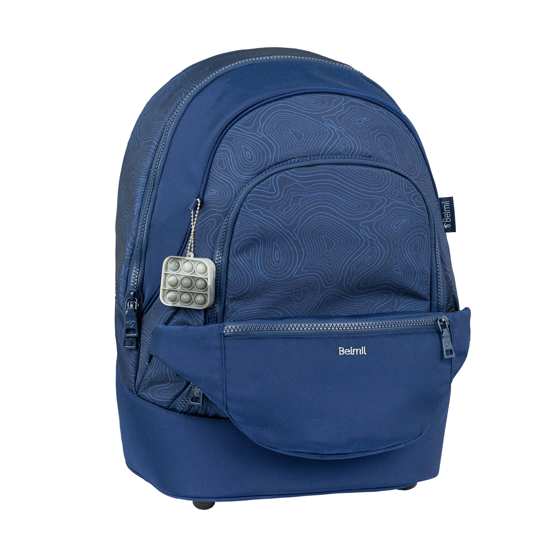 2-IN-1 Schultasche & Gürteltasche 2-teilig - Topographic