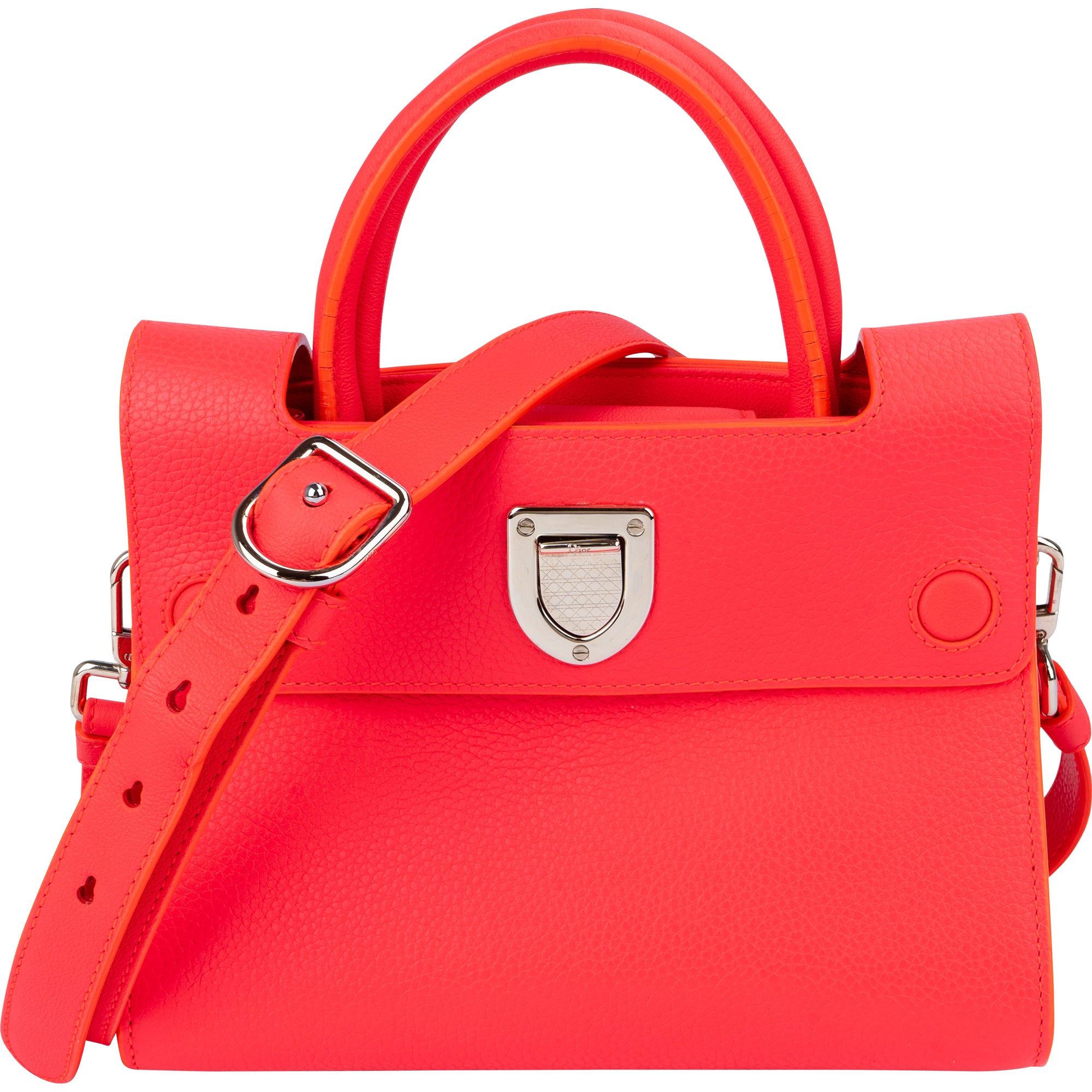 Christian Dior Neon Pink Grained Calfskin Mini Diorever Crossbody Bag