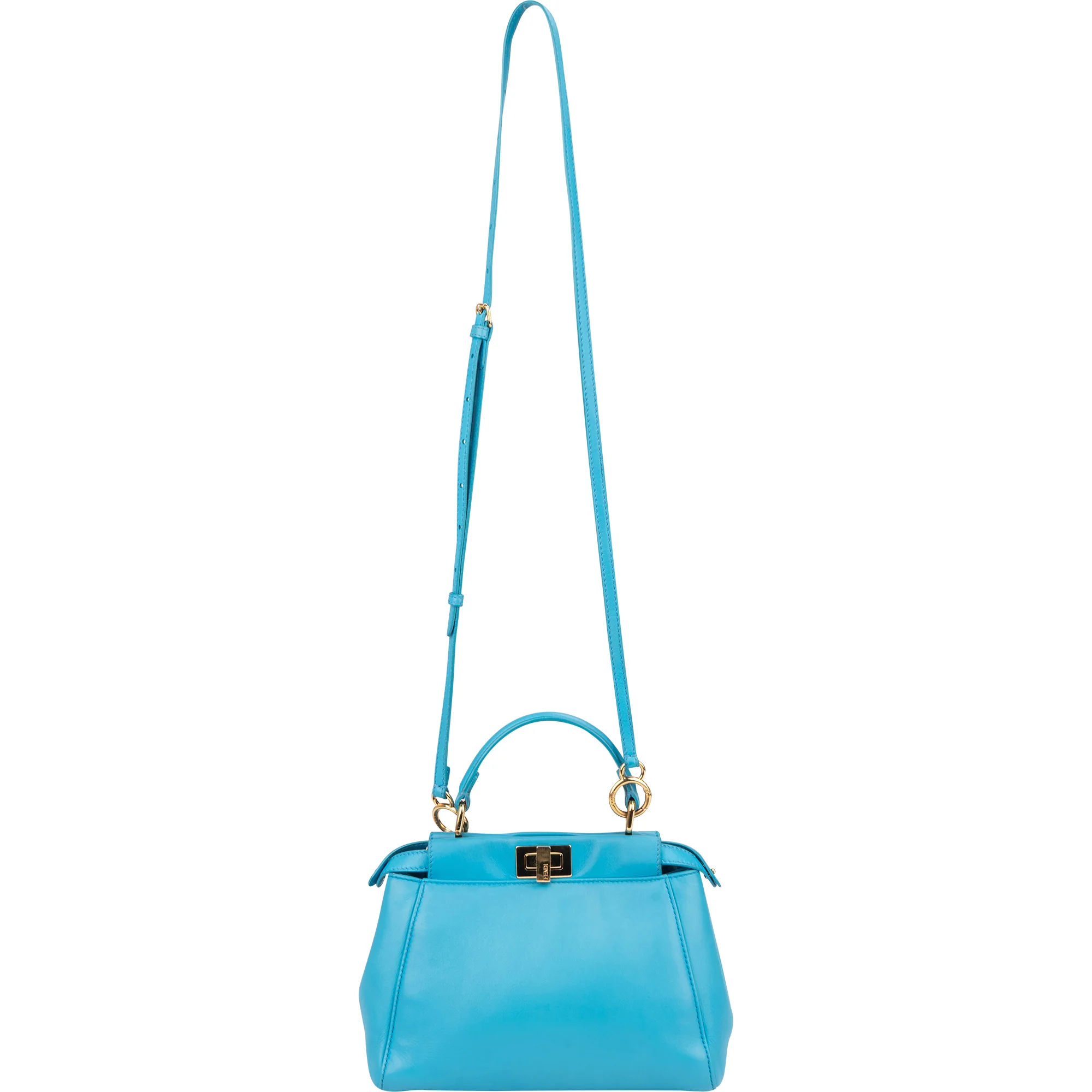 Fendi Blue Leather Peekaboo Handbag