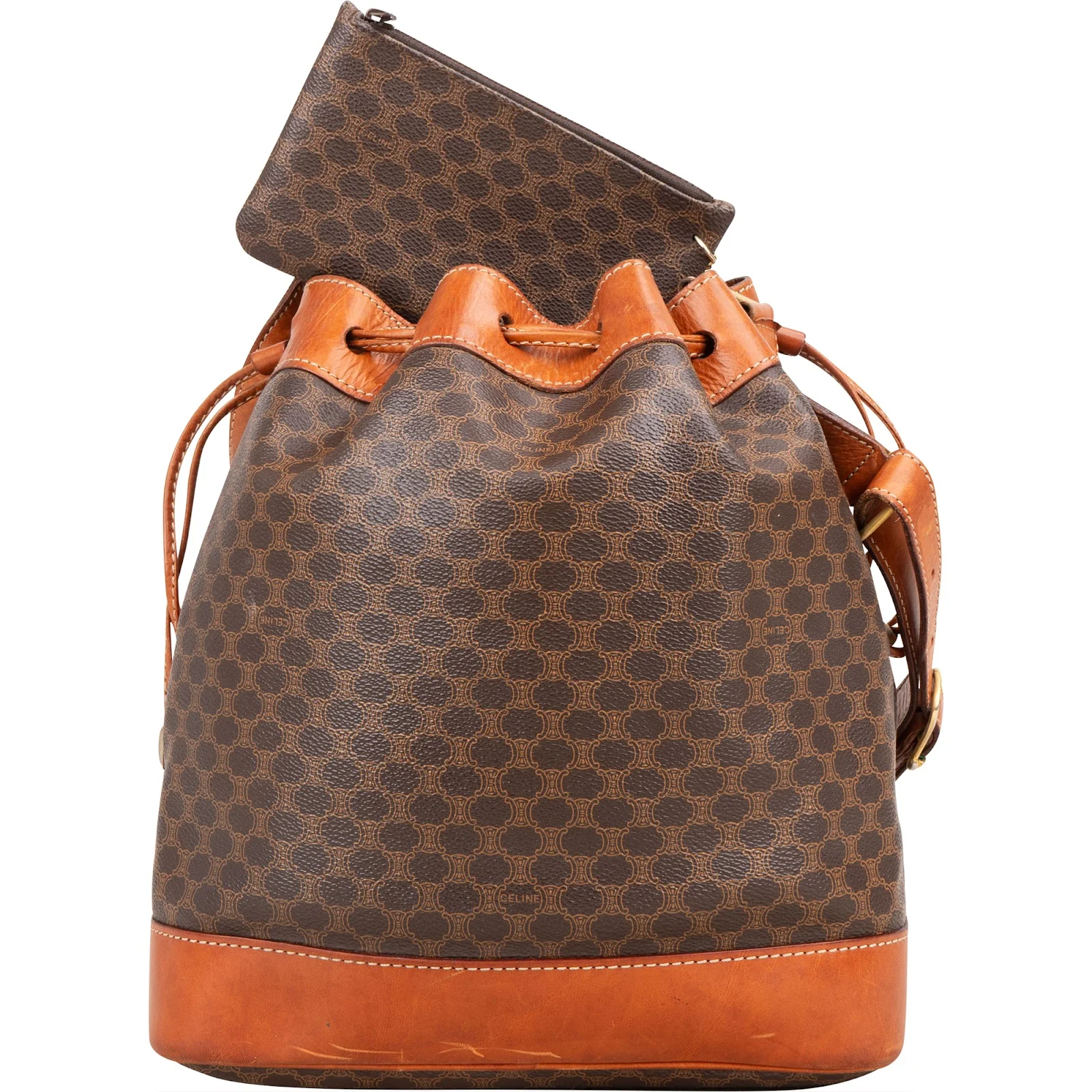 Celine Macadam Canvas Drawstring Bucket Shoulder Bag