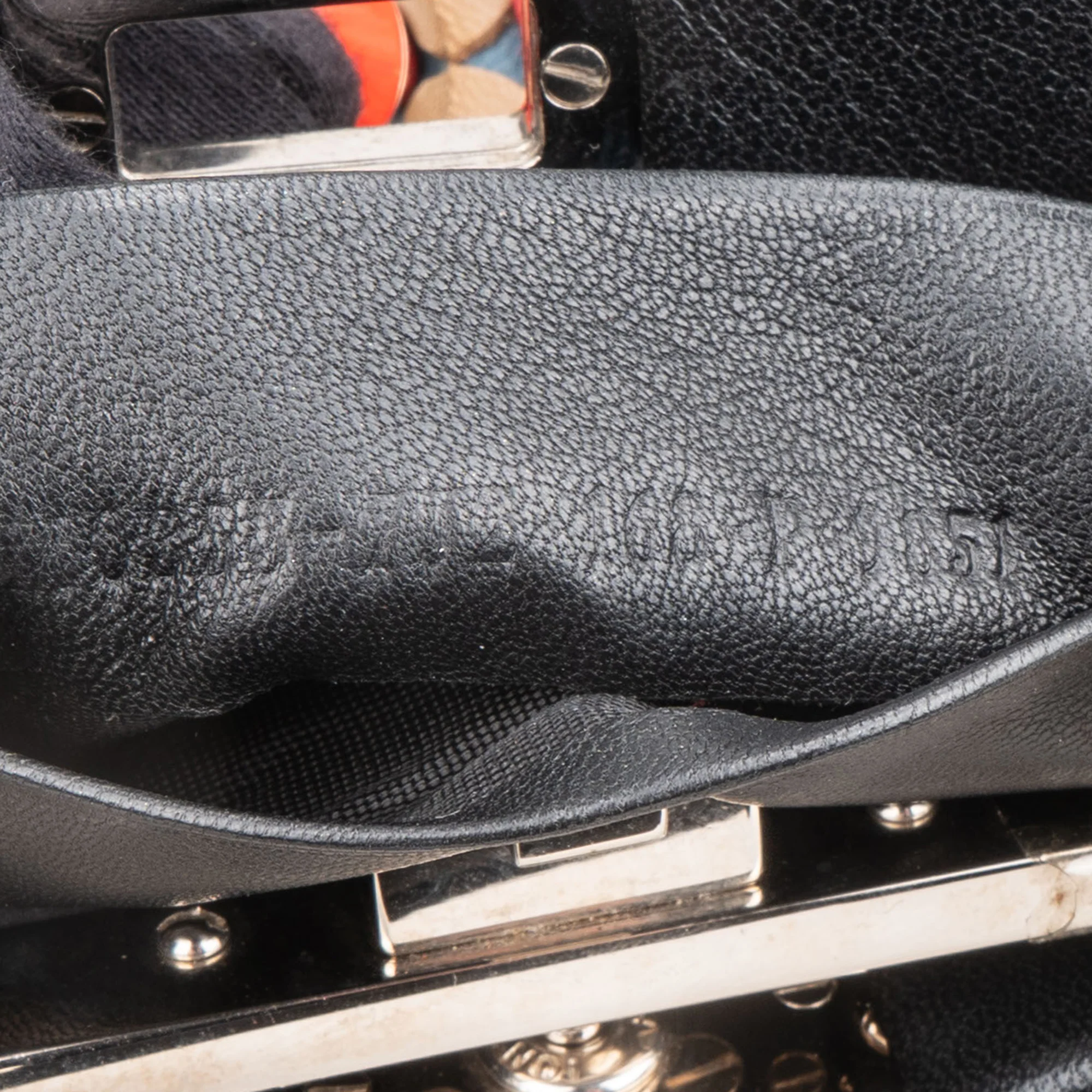 Fendi Black Leather Floral Mini Peekaboo Handbag