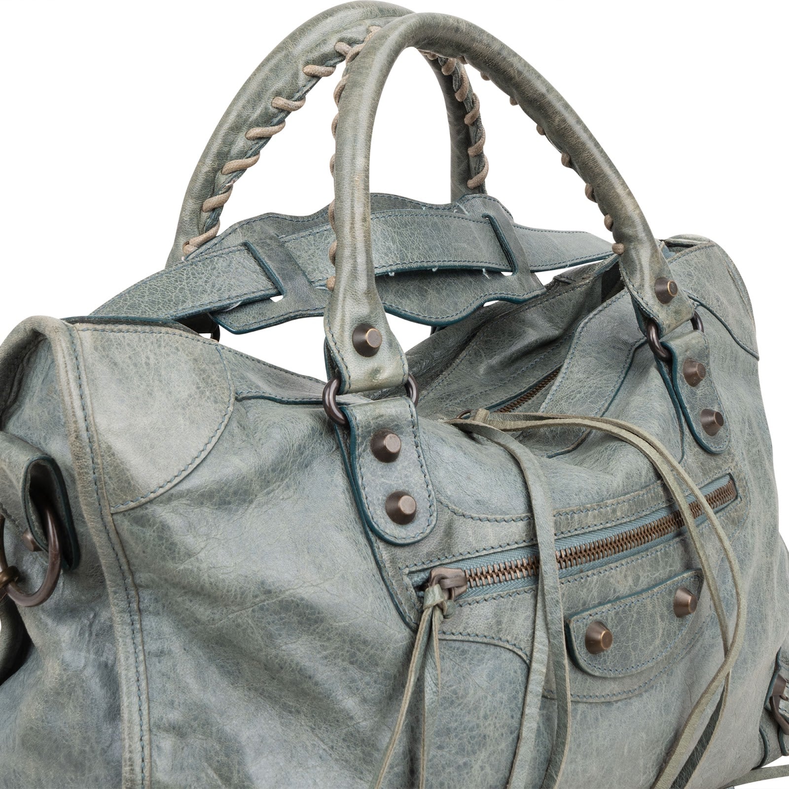 Balenciaga Petrol Leather City Handbag