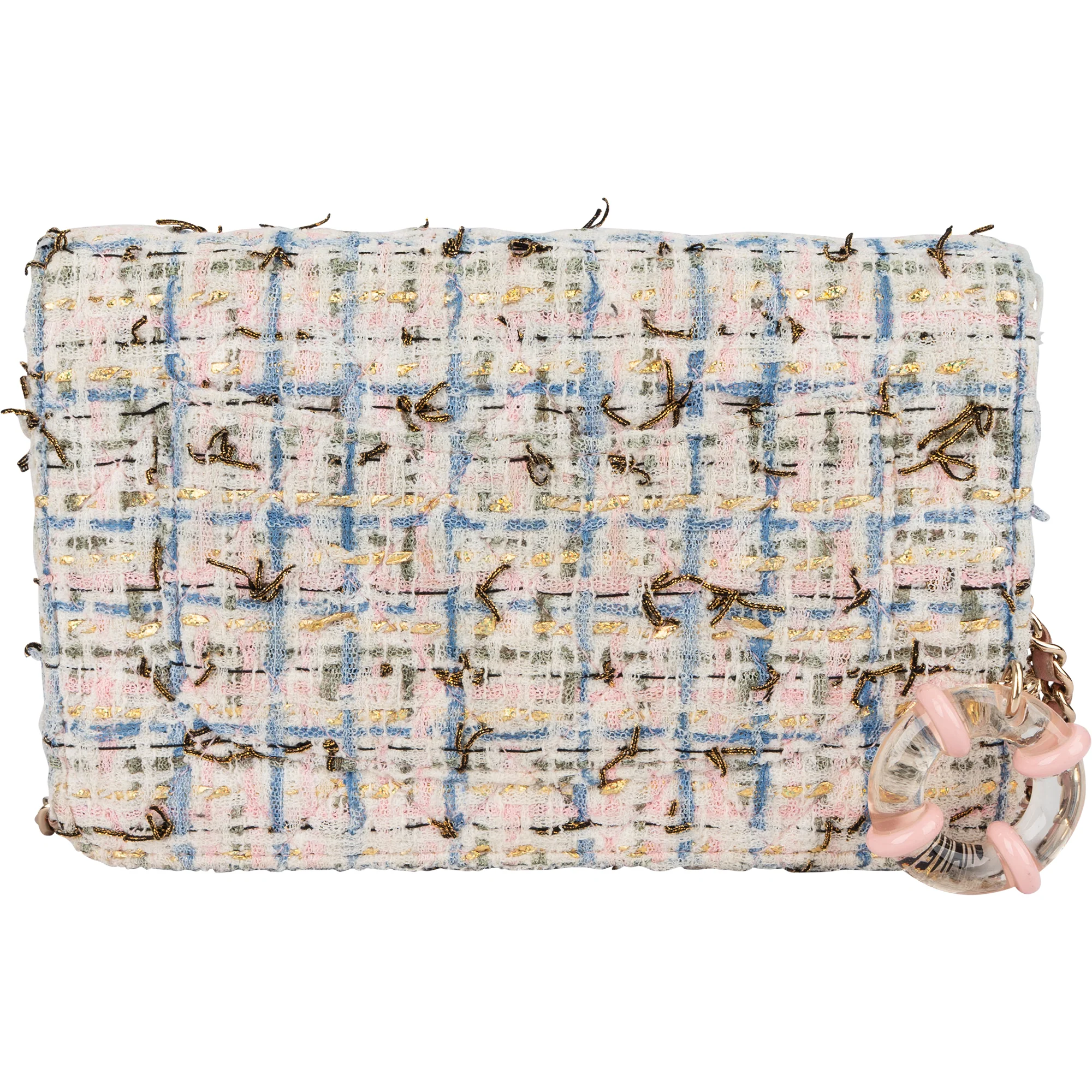 Chanel Quilted Tweed Wallet On Chain Crossbody Bag