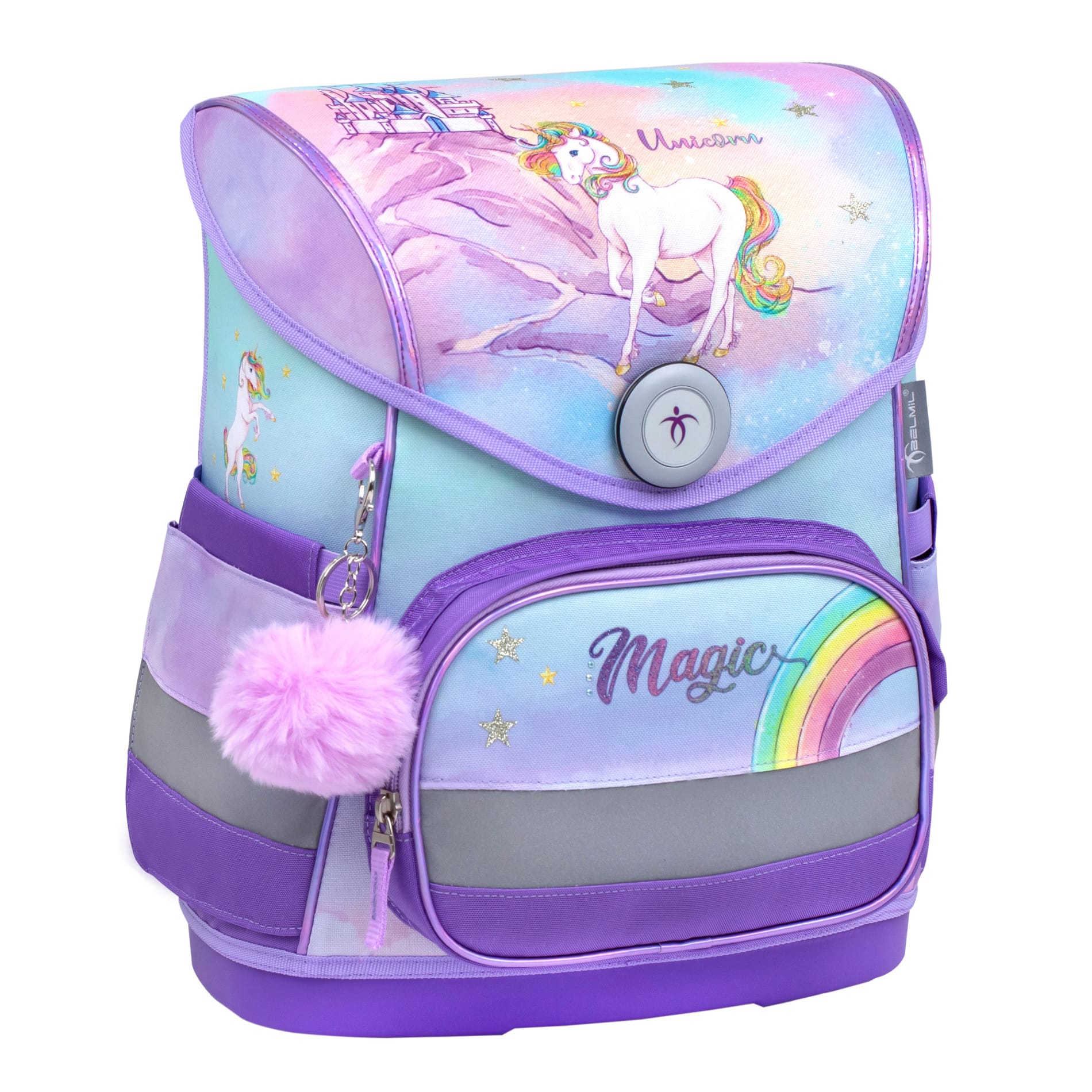 Compact ergonomisches Schulranzen-Set 4-teilig - Rainbow Unicorn Magic