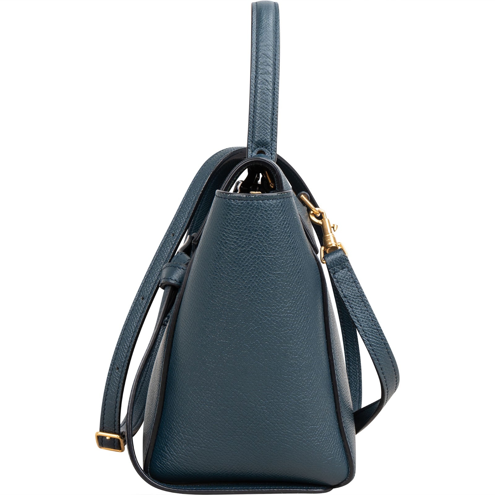 Celine Petrol Leather Grained Calfskin Belt Handbag