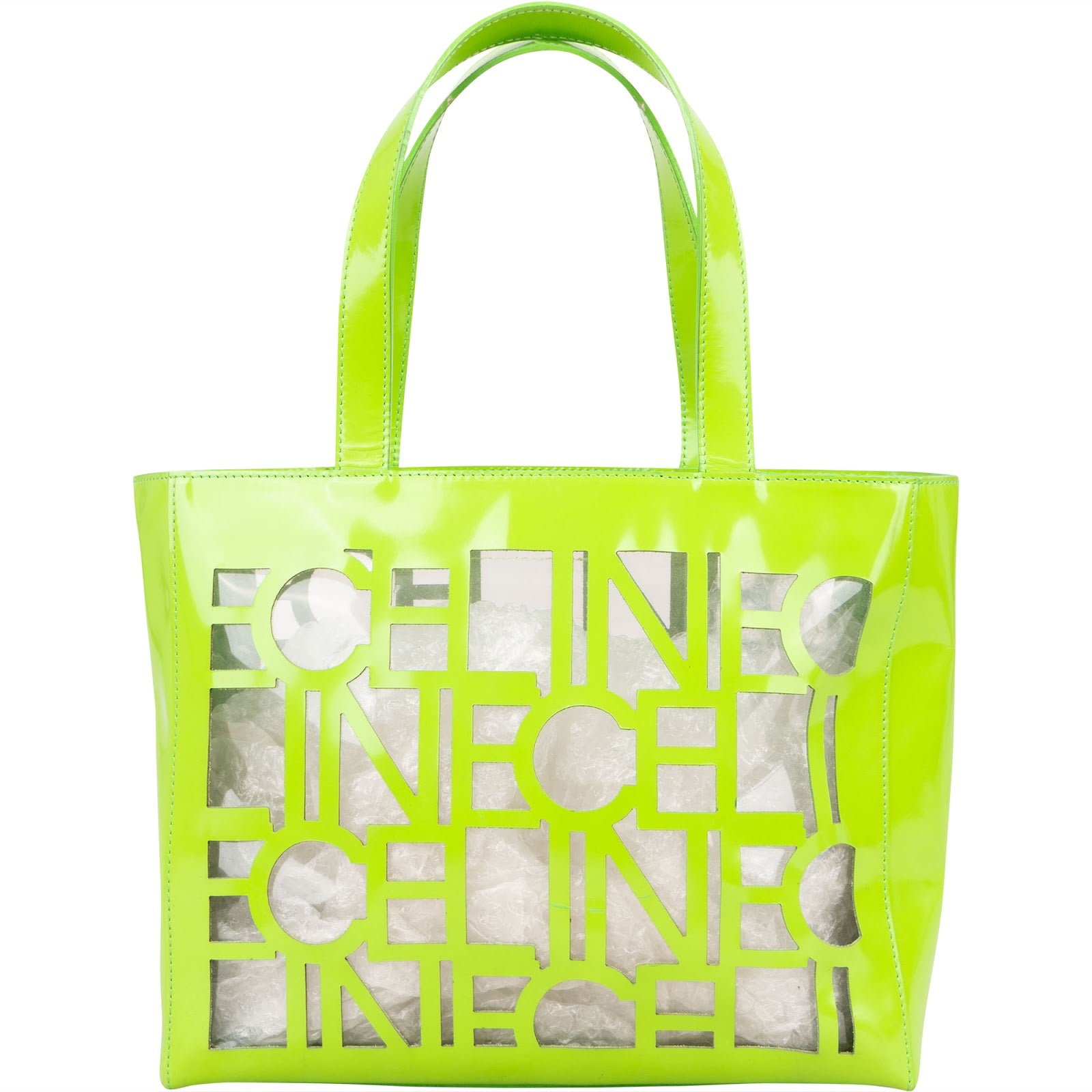Celine Patent Leather Vertical Transparent Cutout Handbag