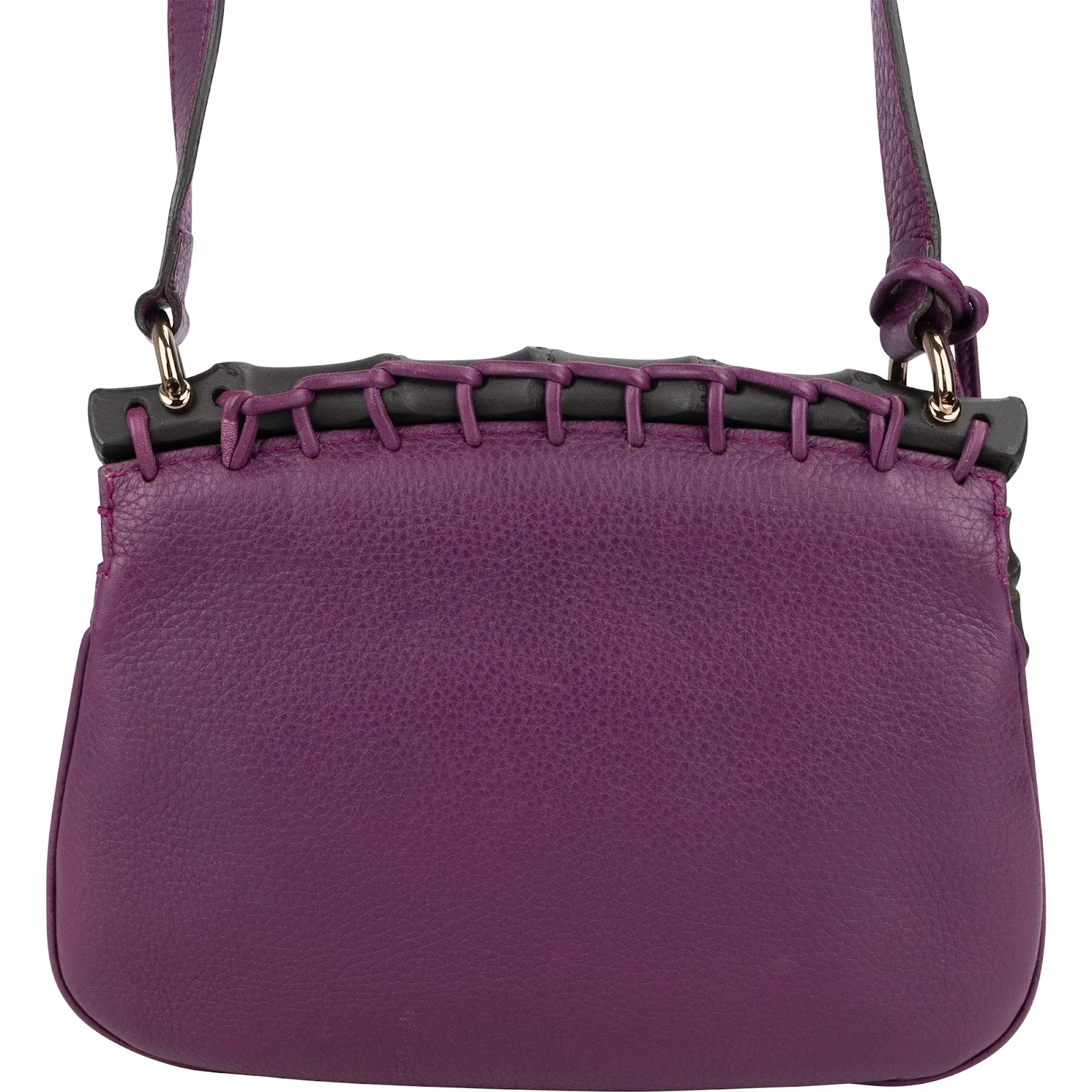 Gucci Pebbled Leather Bamboo Tassel Flap Crossbody Bag