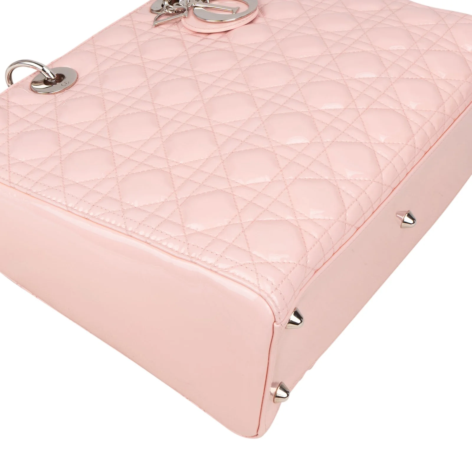 Christian Dior Quilted Patent Leather Large Lady Dior Handbag