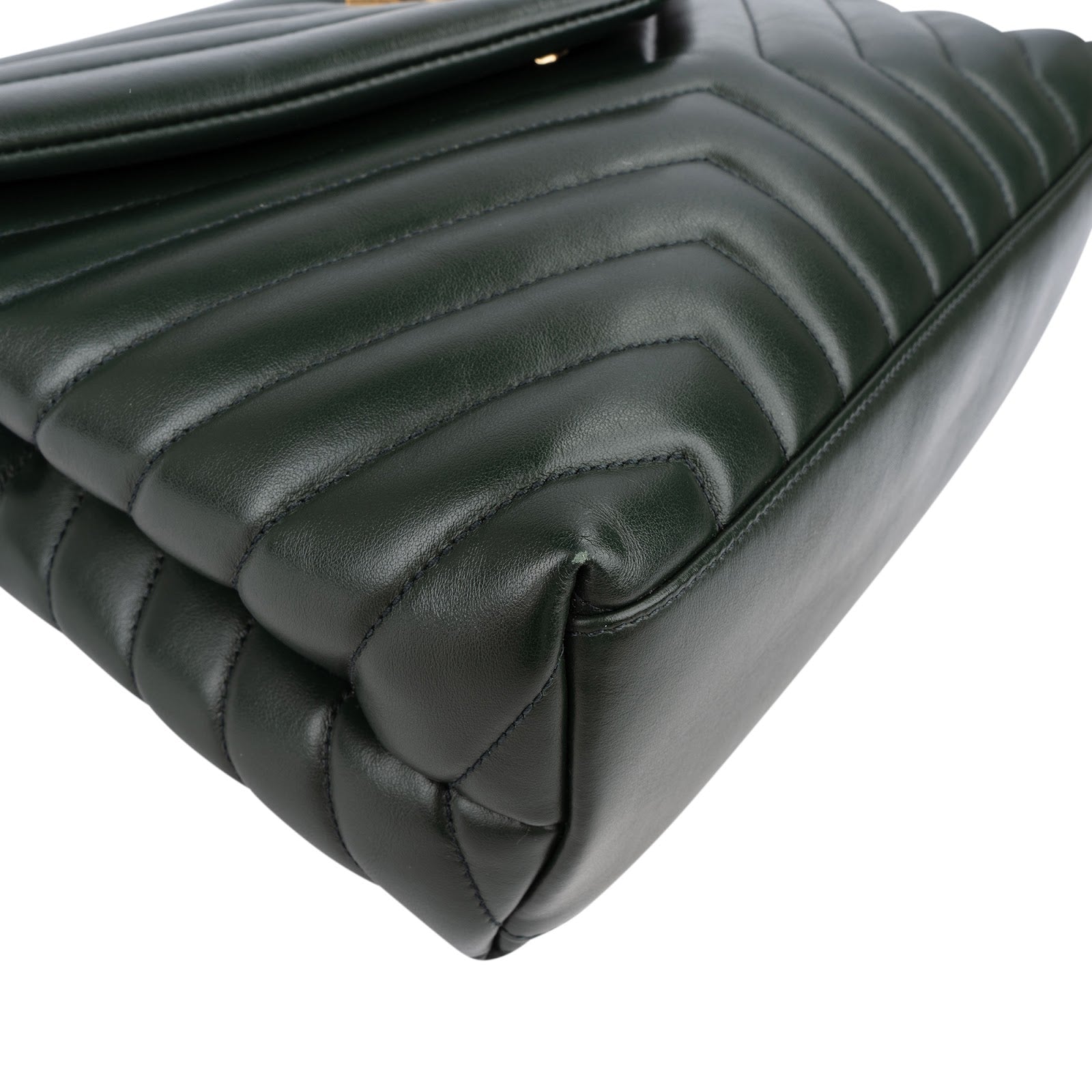 Yves Saint Laurent Dark Green Quilted Calfskin Medium Loulou Schultertasche