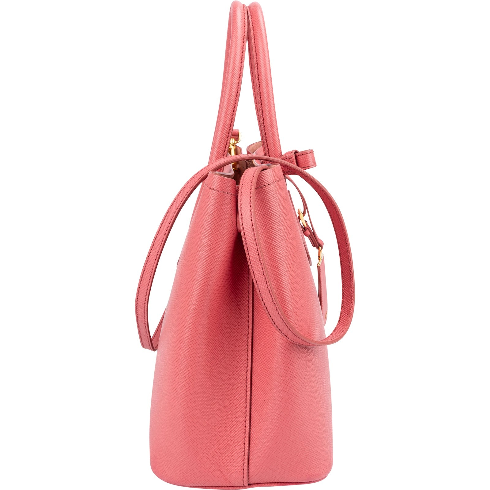 Prada - Roze Saffiano-handtas met dubbele riem