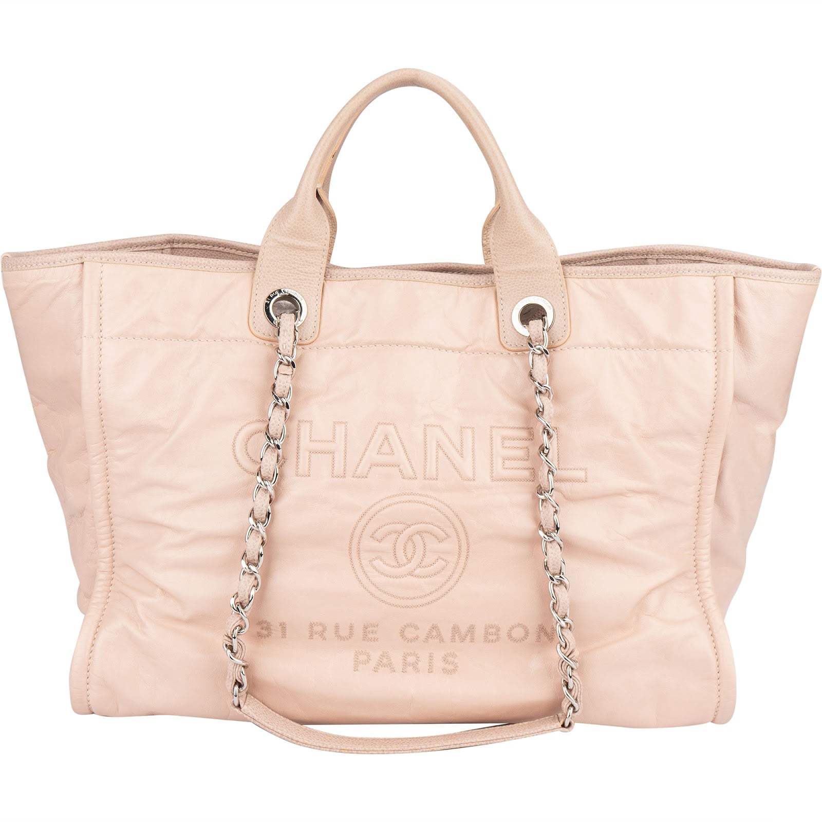 Chanel Rose Leather Shopper Deauville Shoulder Bag