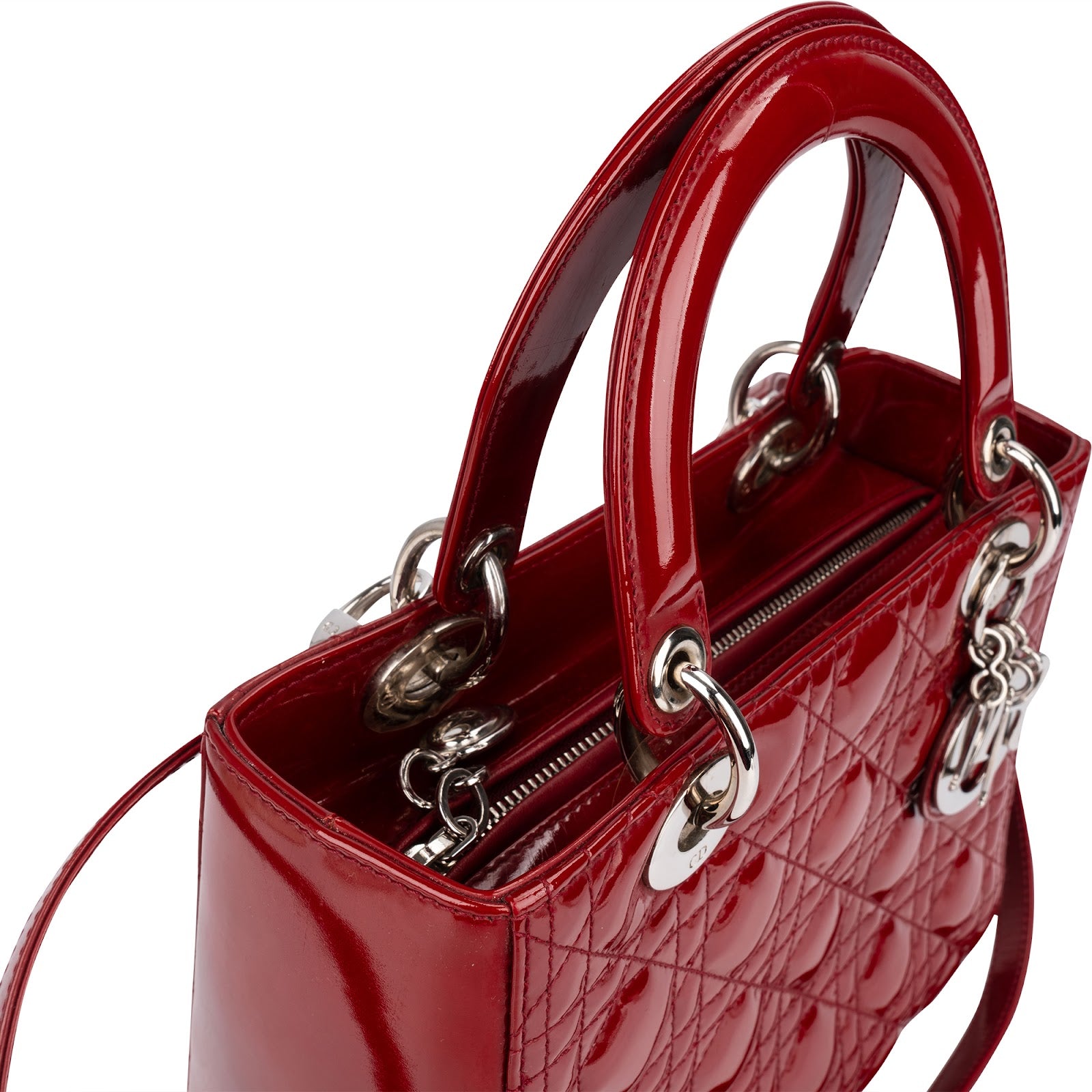 Christian Dior Quilted Patent Leather Lady Dior Handbag
