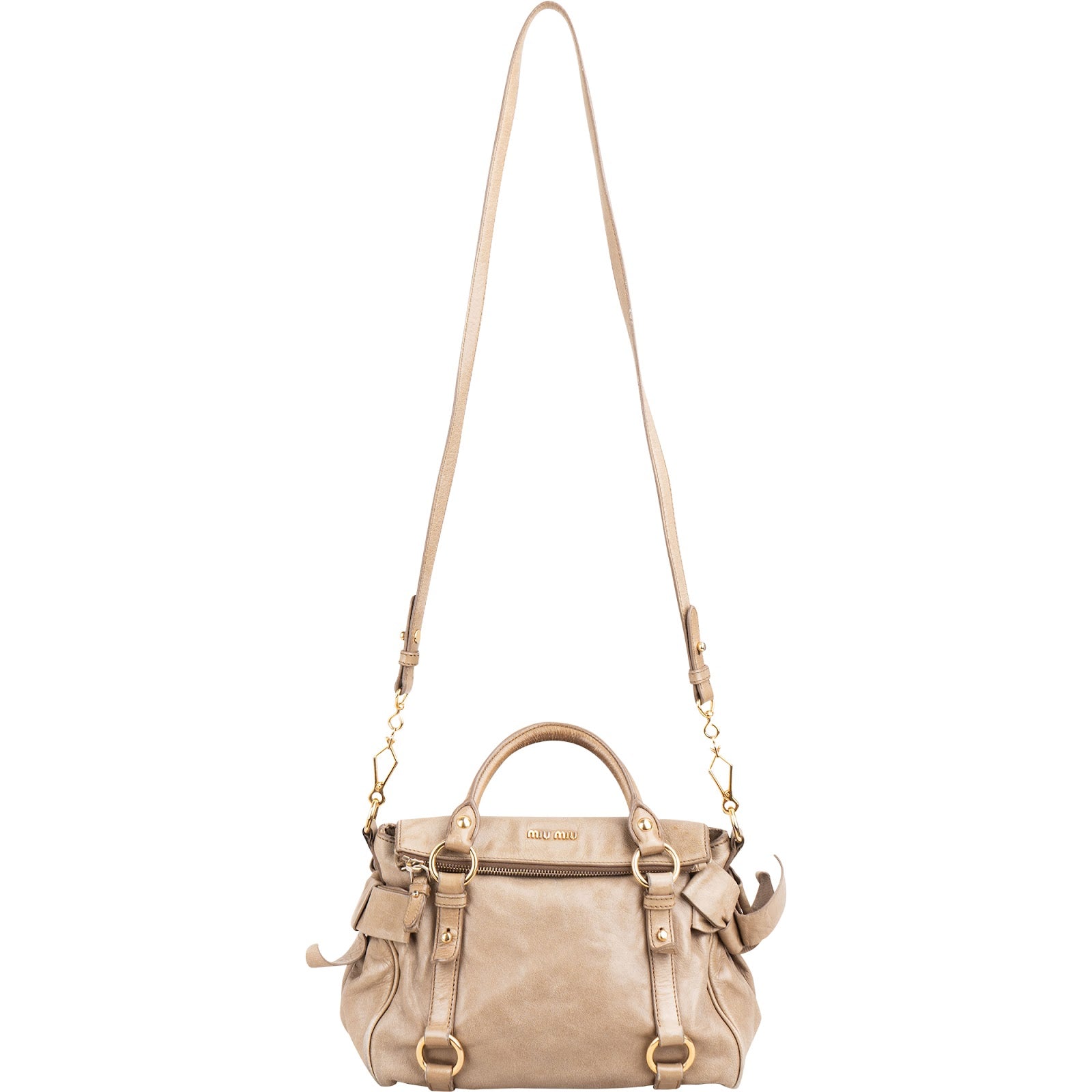 Miu Miu - Vitello Lux Bow Small Satchel Handbag