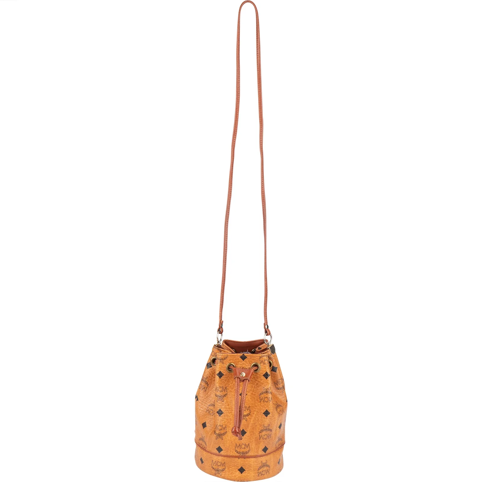 MCM Monogram Visetos Mini Drawstring Bucket Crossbody Bag