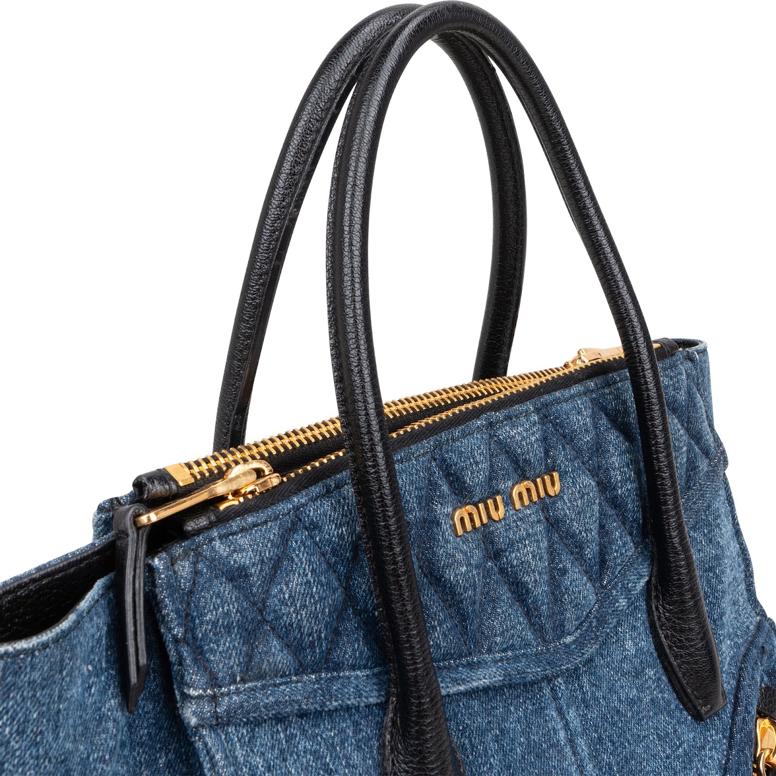 Miu Miu Denim Biker Tote Handbag