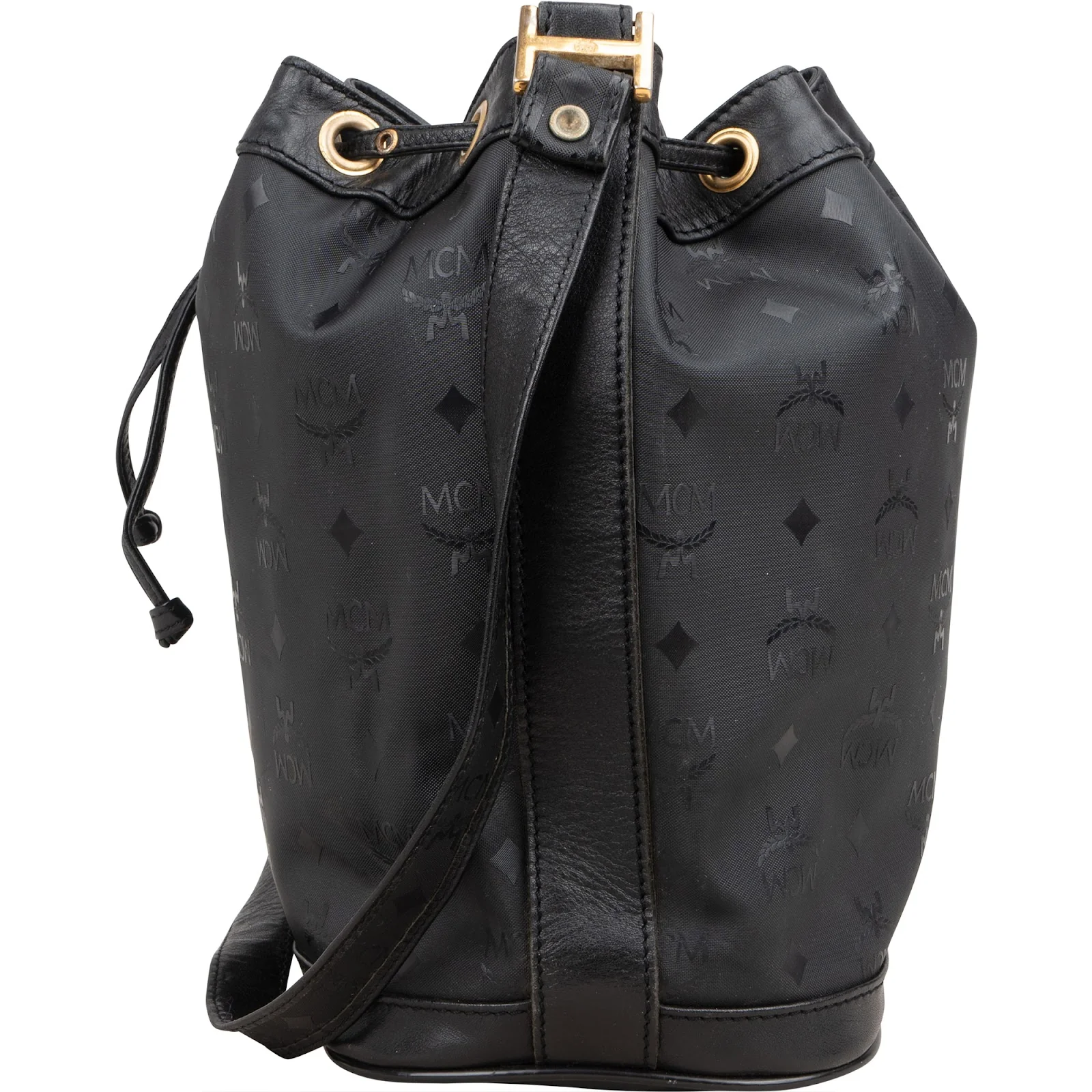 MCM Monogram Visetos Black Nylon Bucket Crossbody Bag