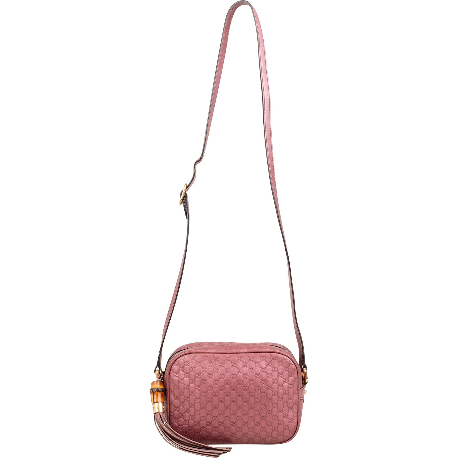 Gucci Guccissima Leather Bamboo Tassel Soho Crossbody Bag
