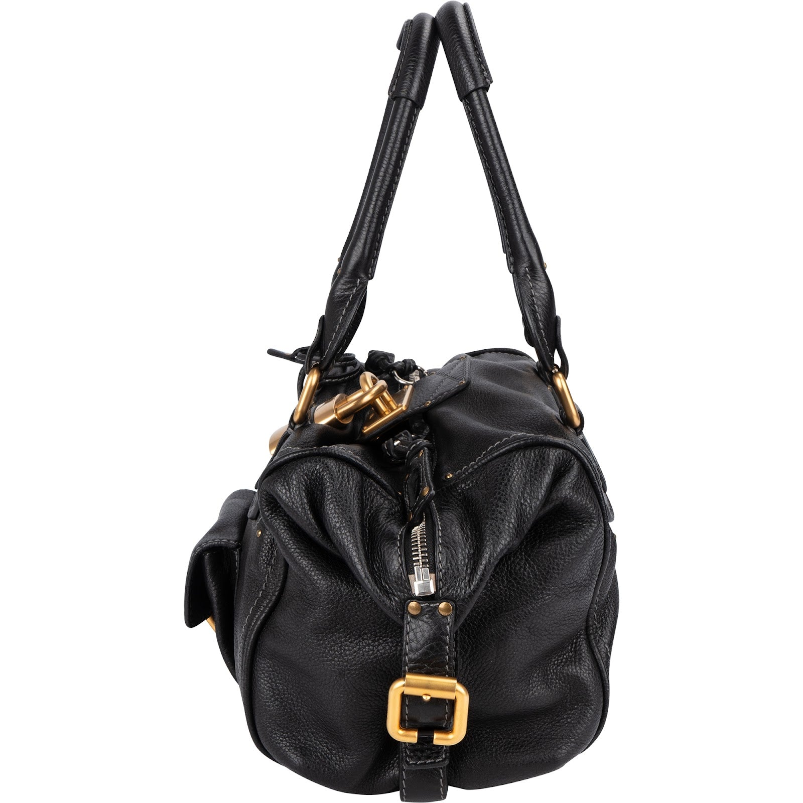 Chloé Pebbled Leather Studded Paddington Satchel Handbag