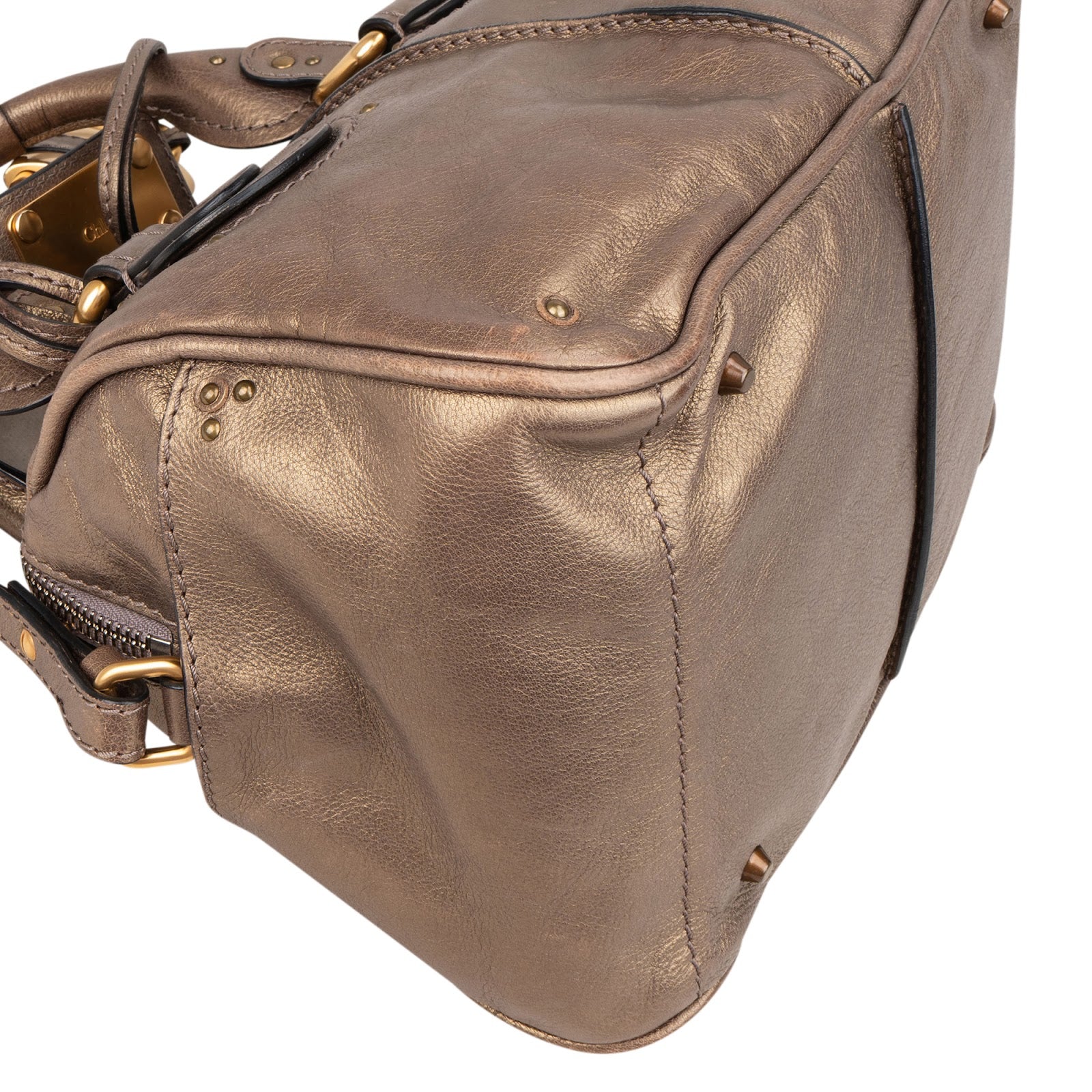 Mini sac à main Paddington en cuir métallisé de Chloé