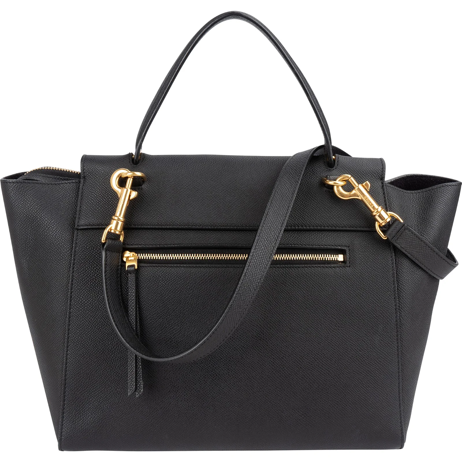 Céline Black Grained Leather Belt Handbag