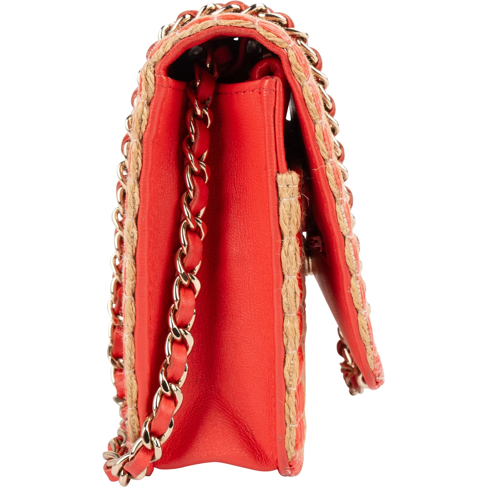 Chanel Raffia Gingham Wallet On Chain Crossbody Bag