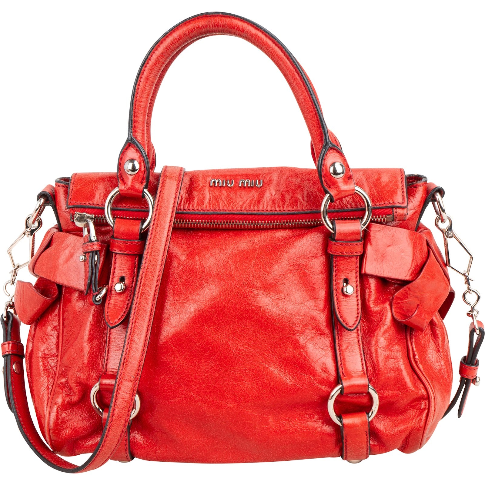 Miu Miu – Vitello Lux Leather Bow Schultertasche