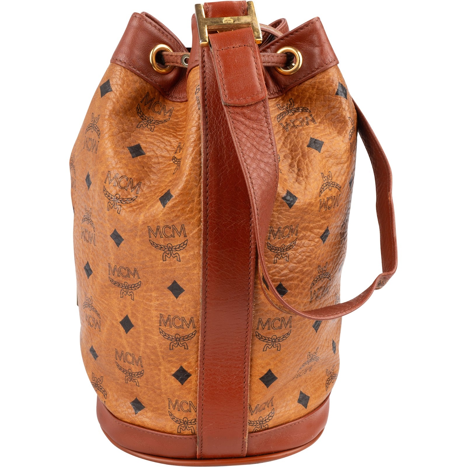 MCM Monogram Visetos bucket-schoudertas met trekkoord
