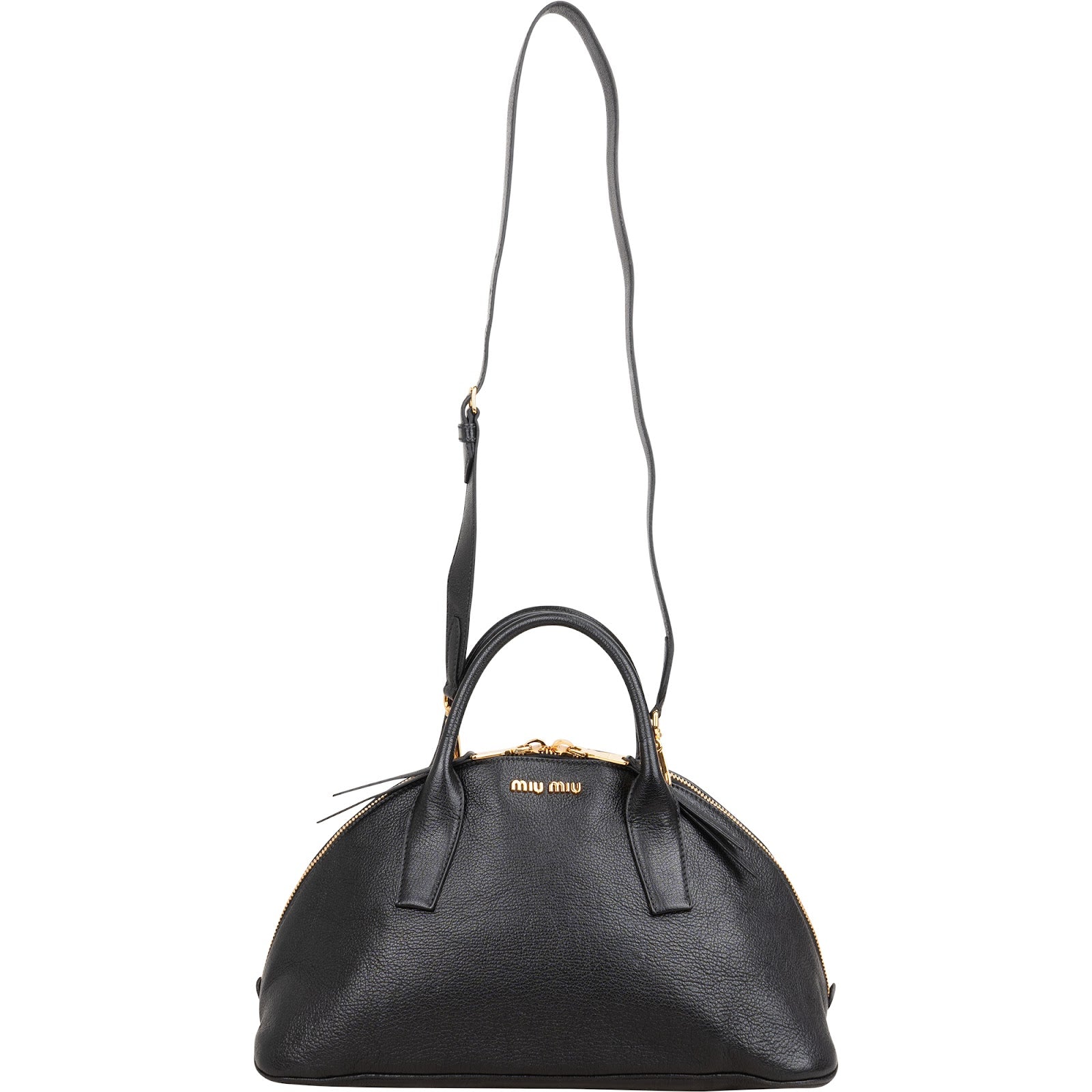 Miu Miu Black Madras Leather Dome Satchel Handbag