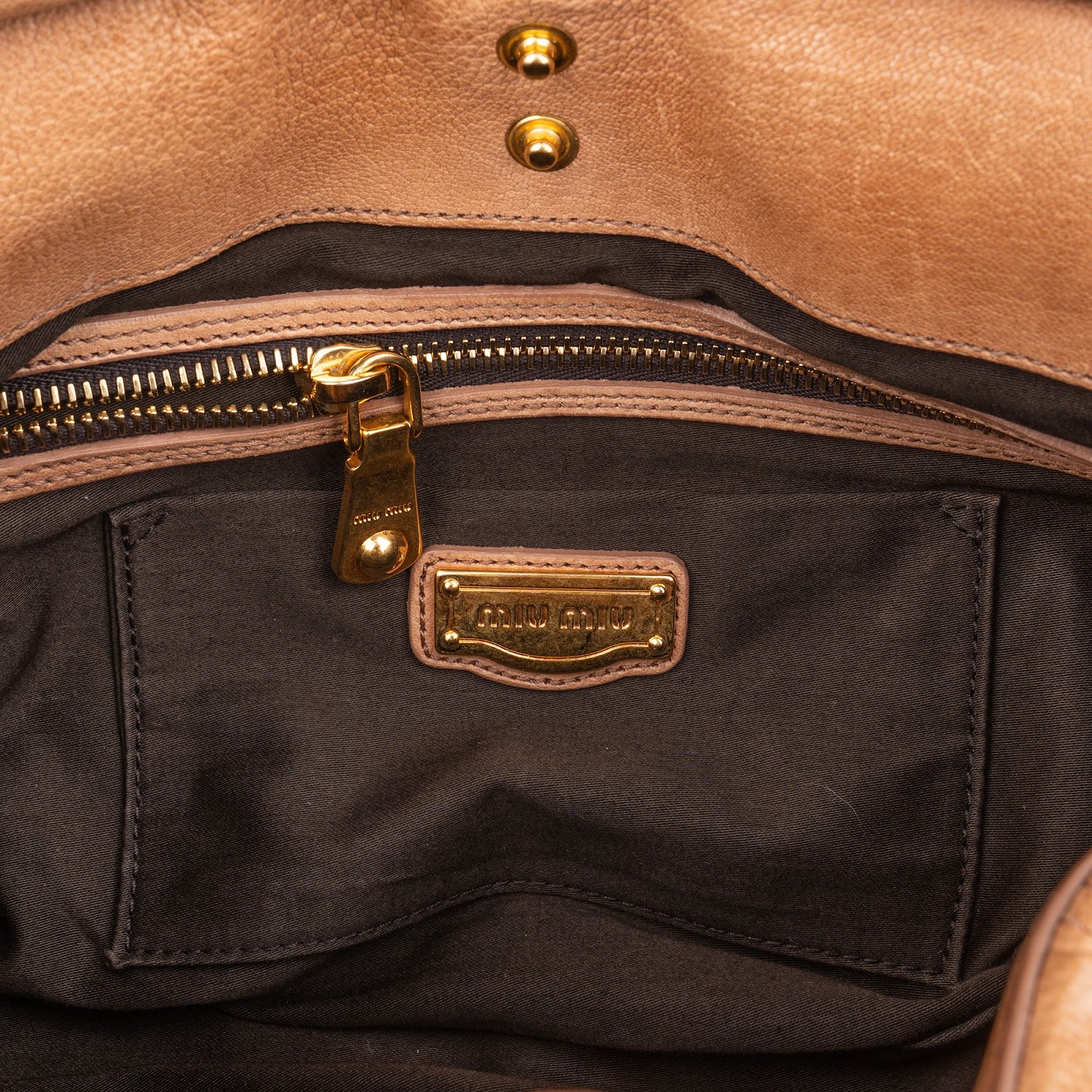 Miu Miu Brown Matelassé Leather Coffer City Handbag