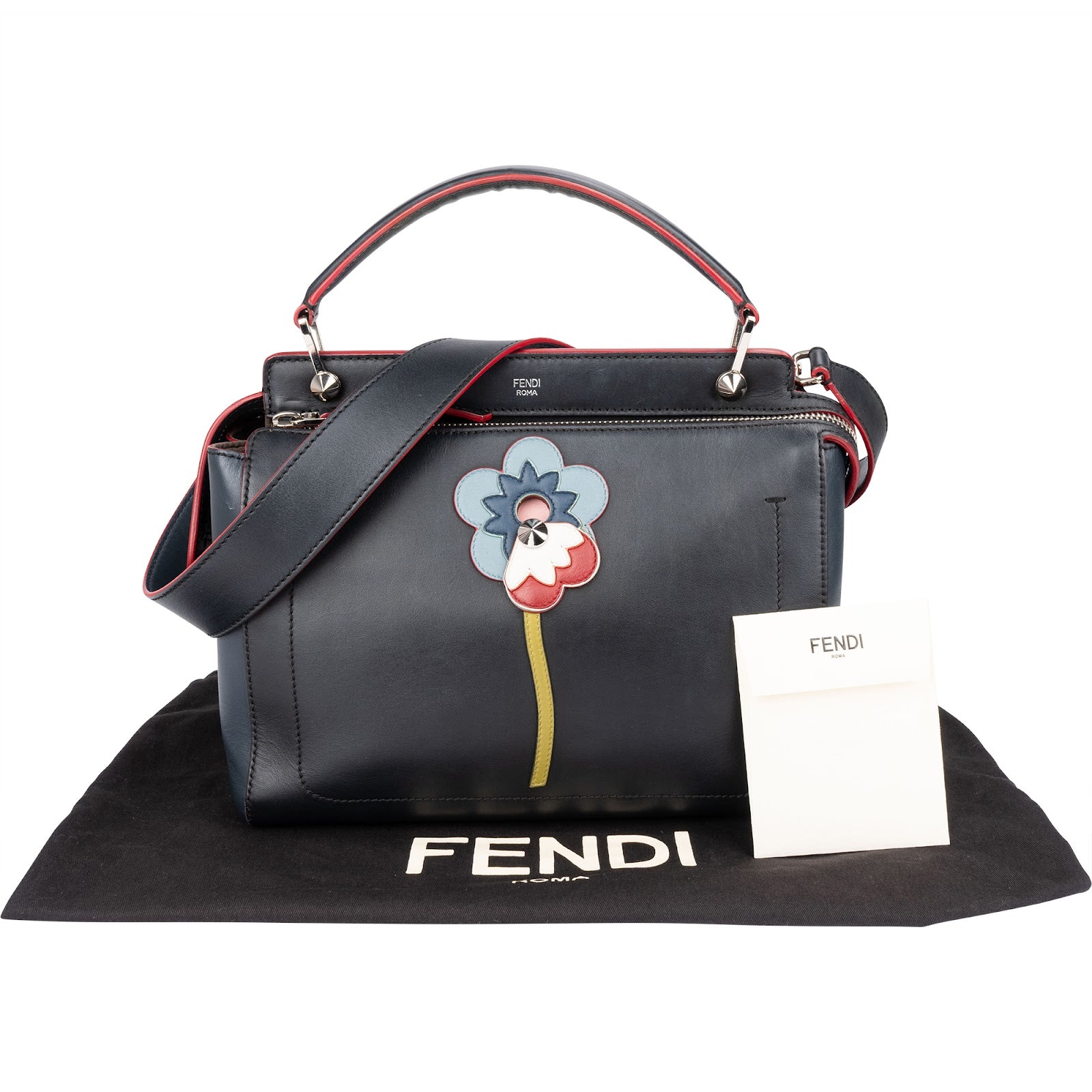 Fendi Bicolor Leather Flowerland 2 in 1 Dotcom Handbag