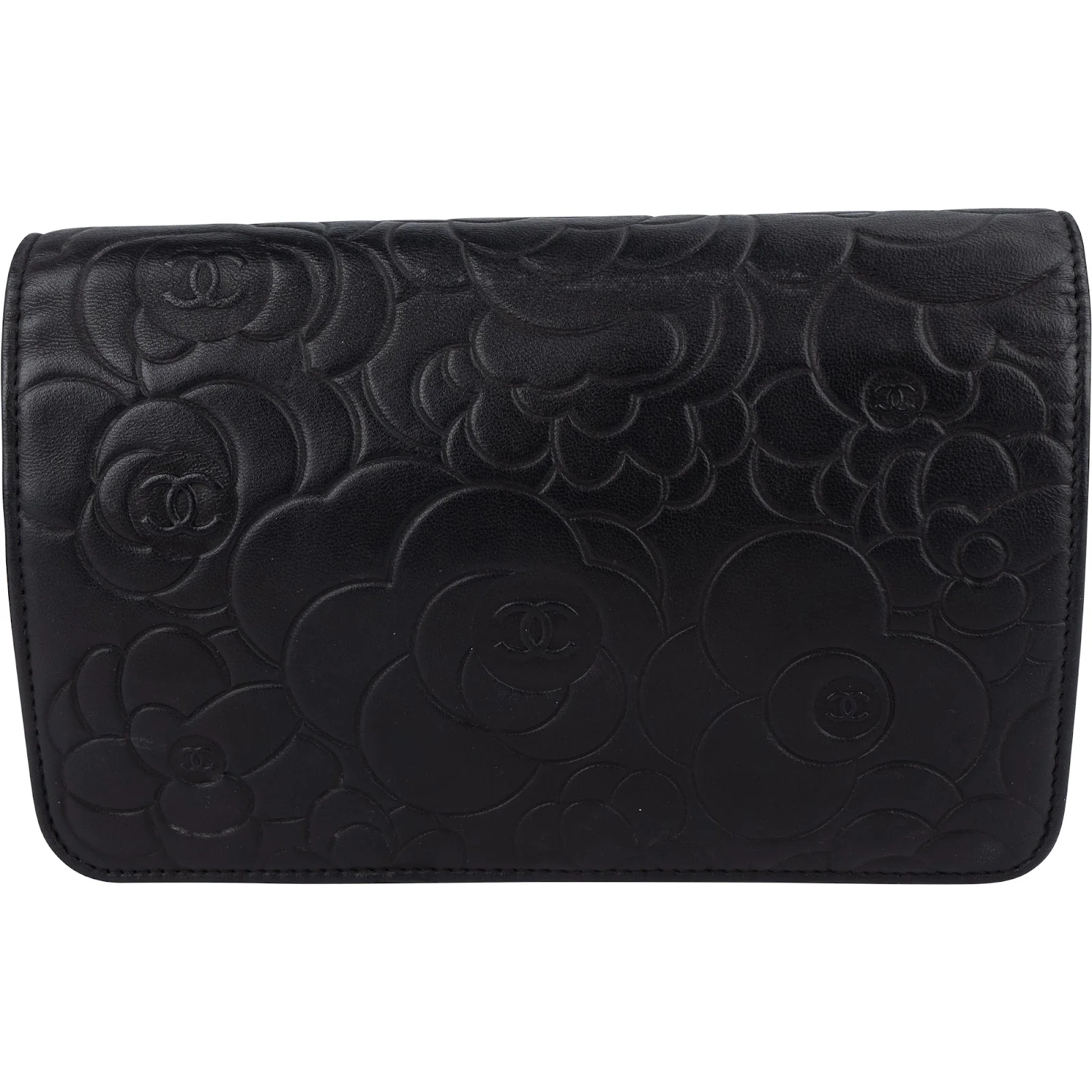 Chanel Embossed Leather Camellia Wallet On Chain Crossbody Bag