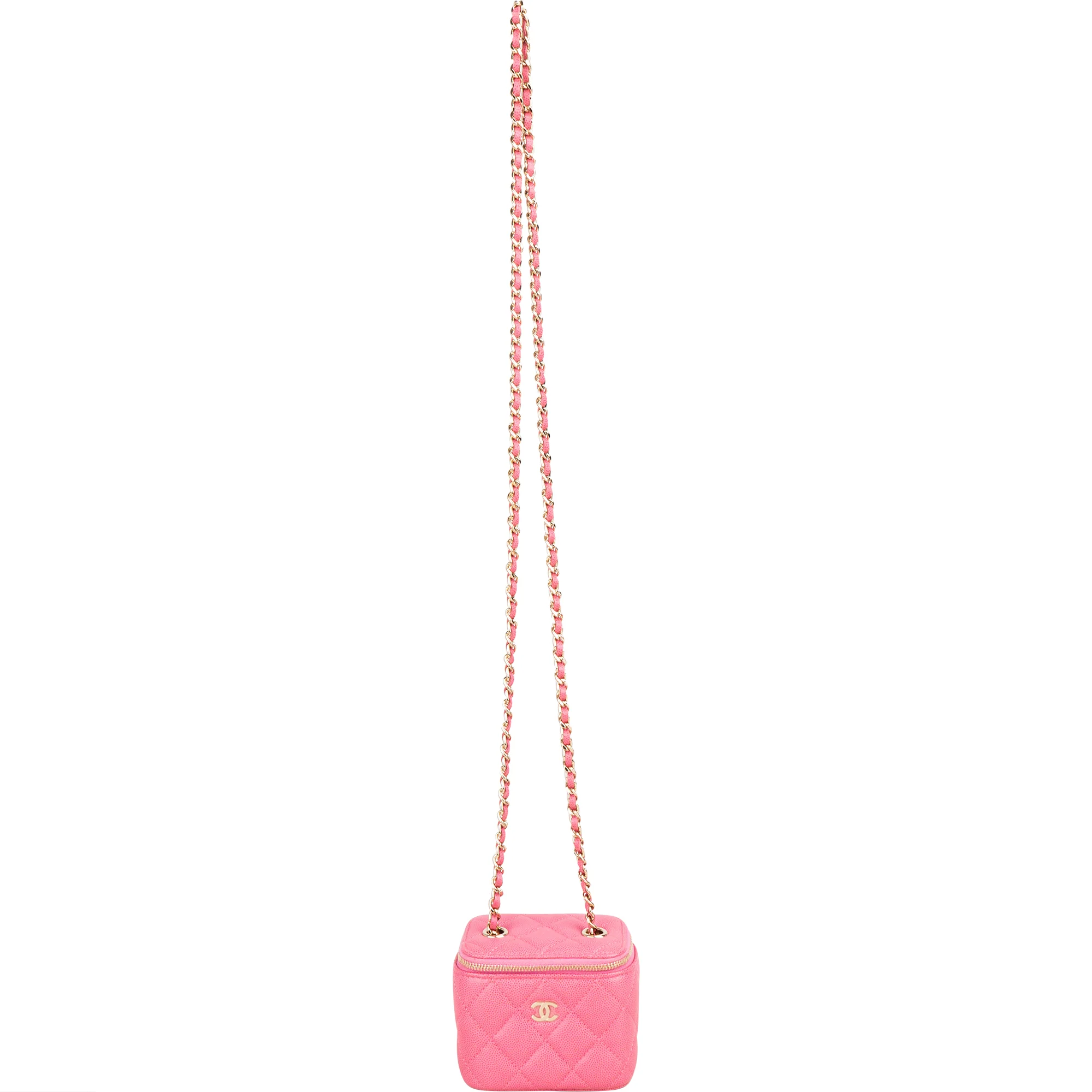 Chanel Pink Caviar Leather Mini Vanity Crossbody Bag