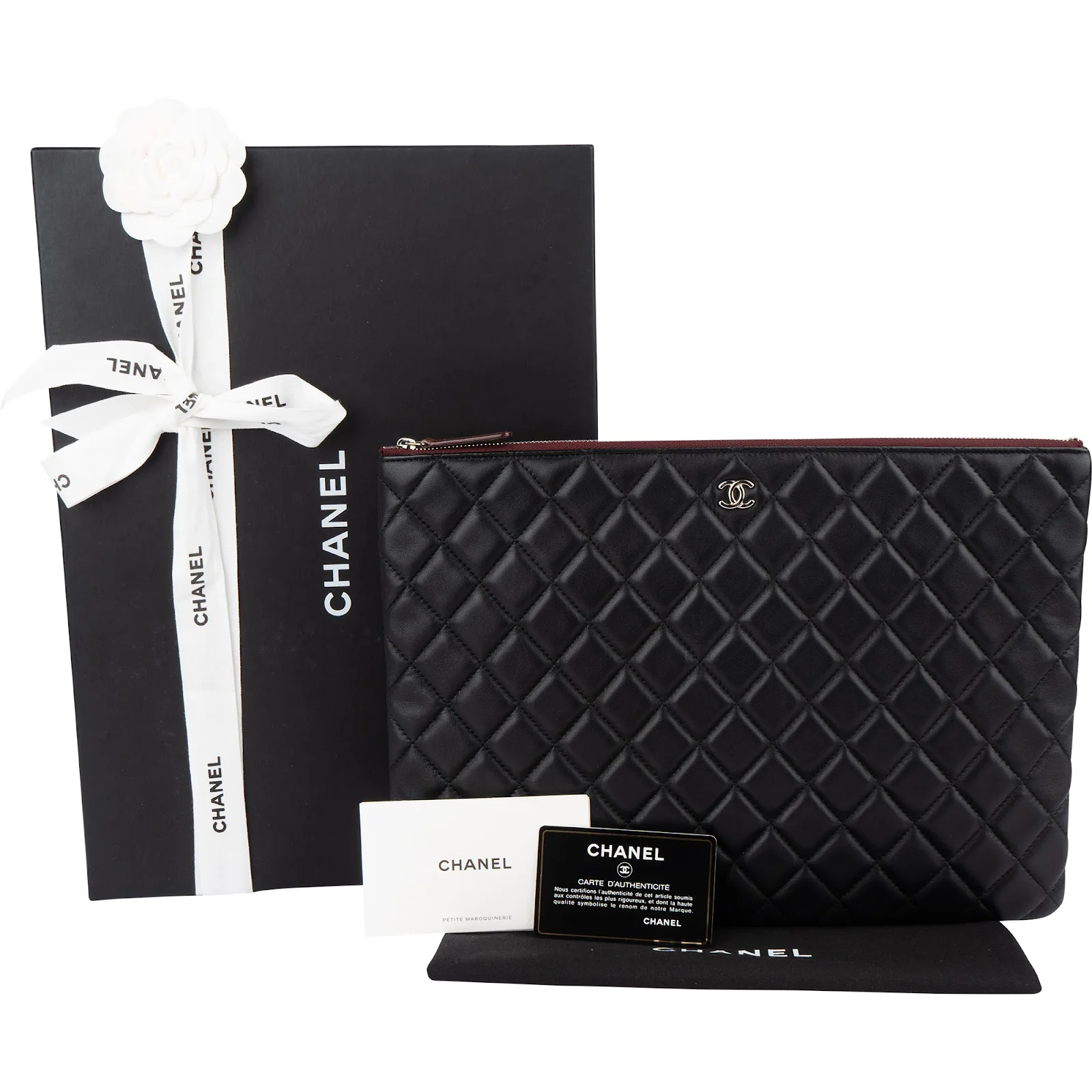 Chanel Quilted Lambskin CC Clutch Bag