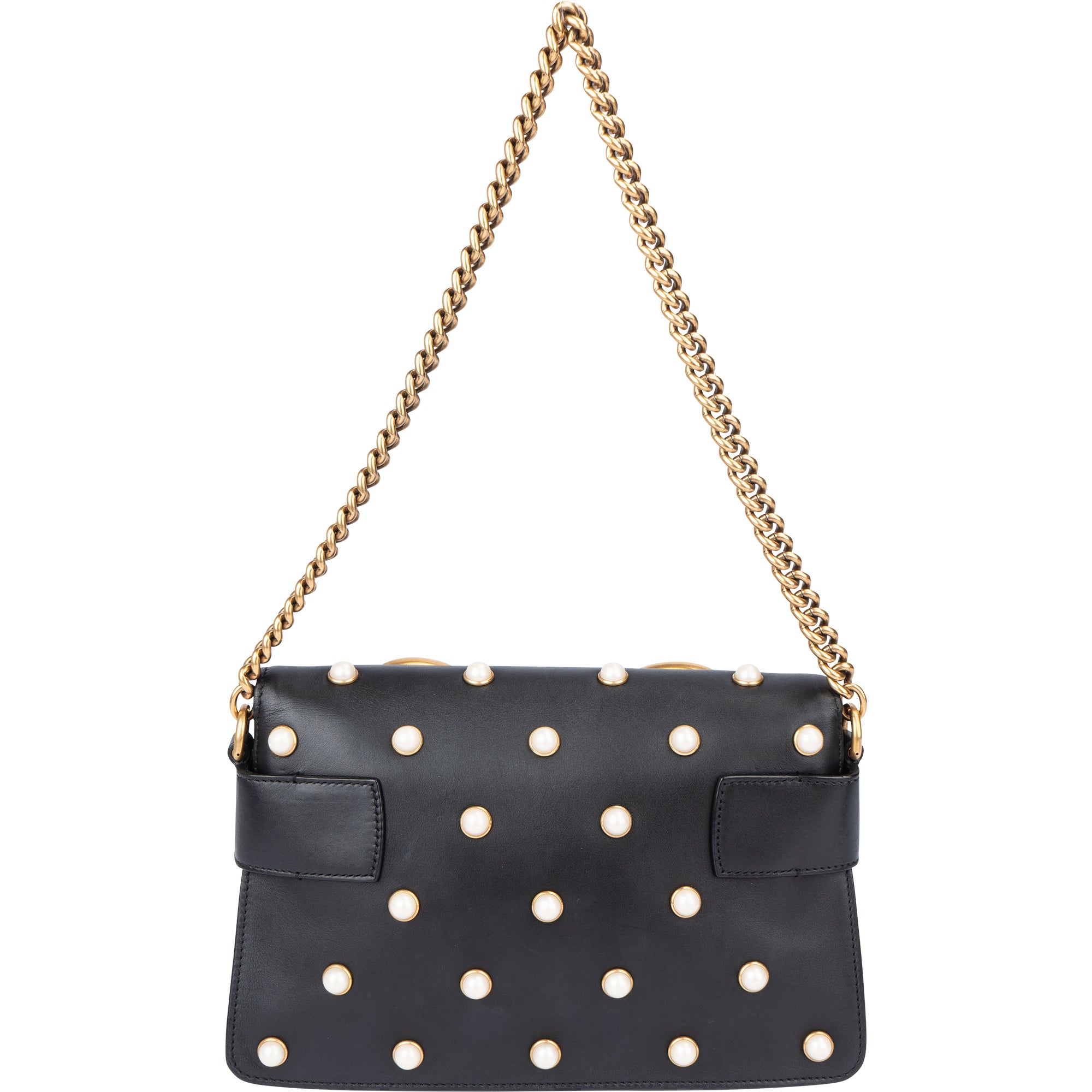 Gucci Black Leather Queen Margaret Bee Shoulder Bag