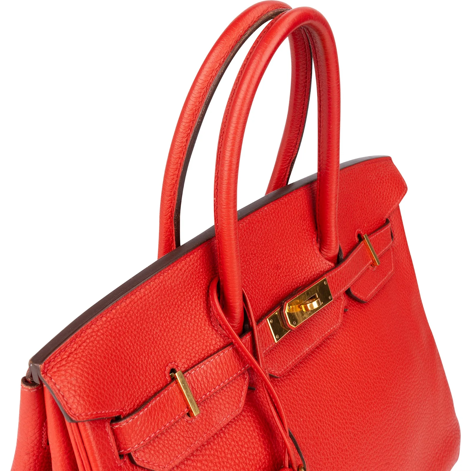 Hermès Rouge Fjord Leather Birkin 35 Handbag