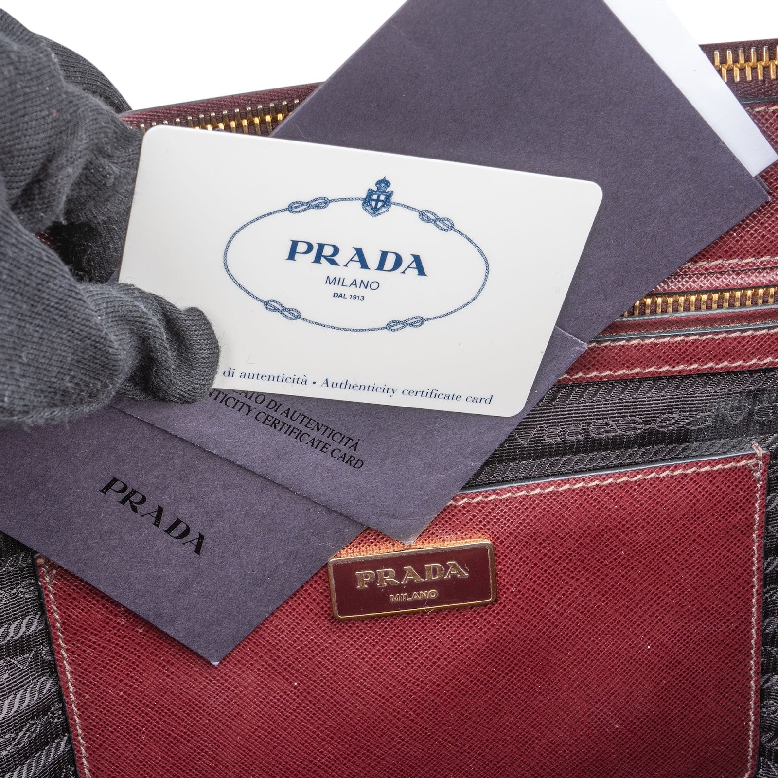 Prada Bicolor Saffiano Leather Galleria Handbag