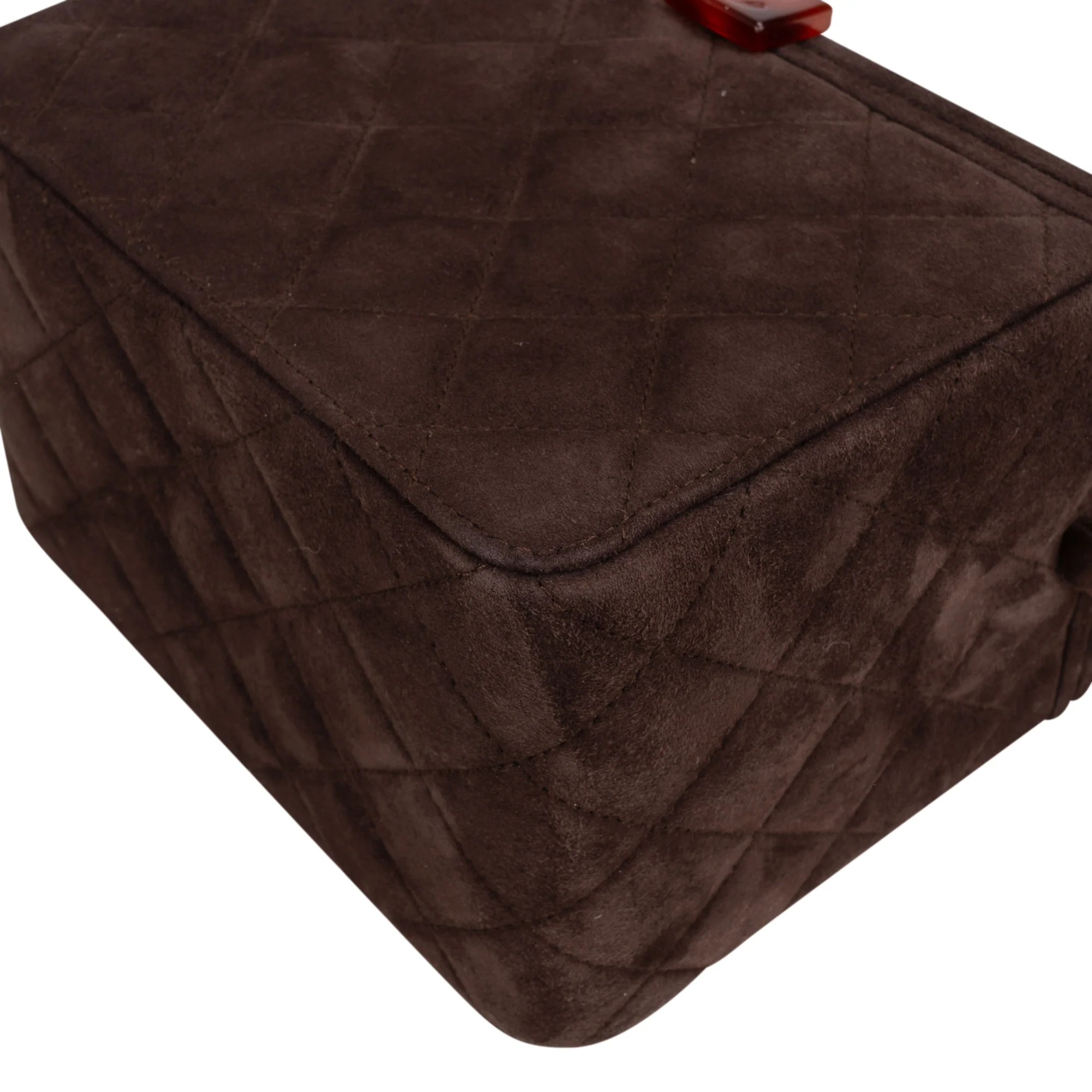 Chanel Quilted Suede Acrylic RARE 90s Vanity Handbag