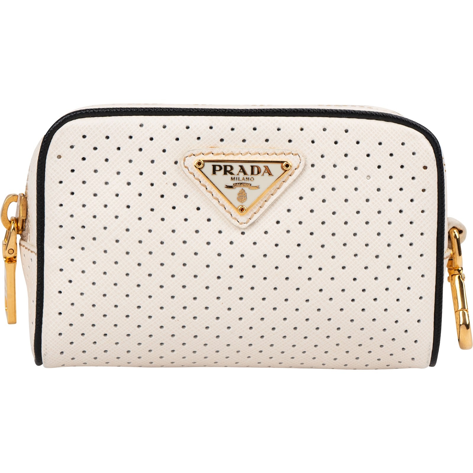 Prada Perforated Saffiano Leather Mini Pouch