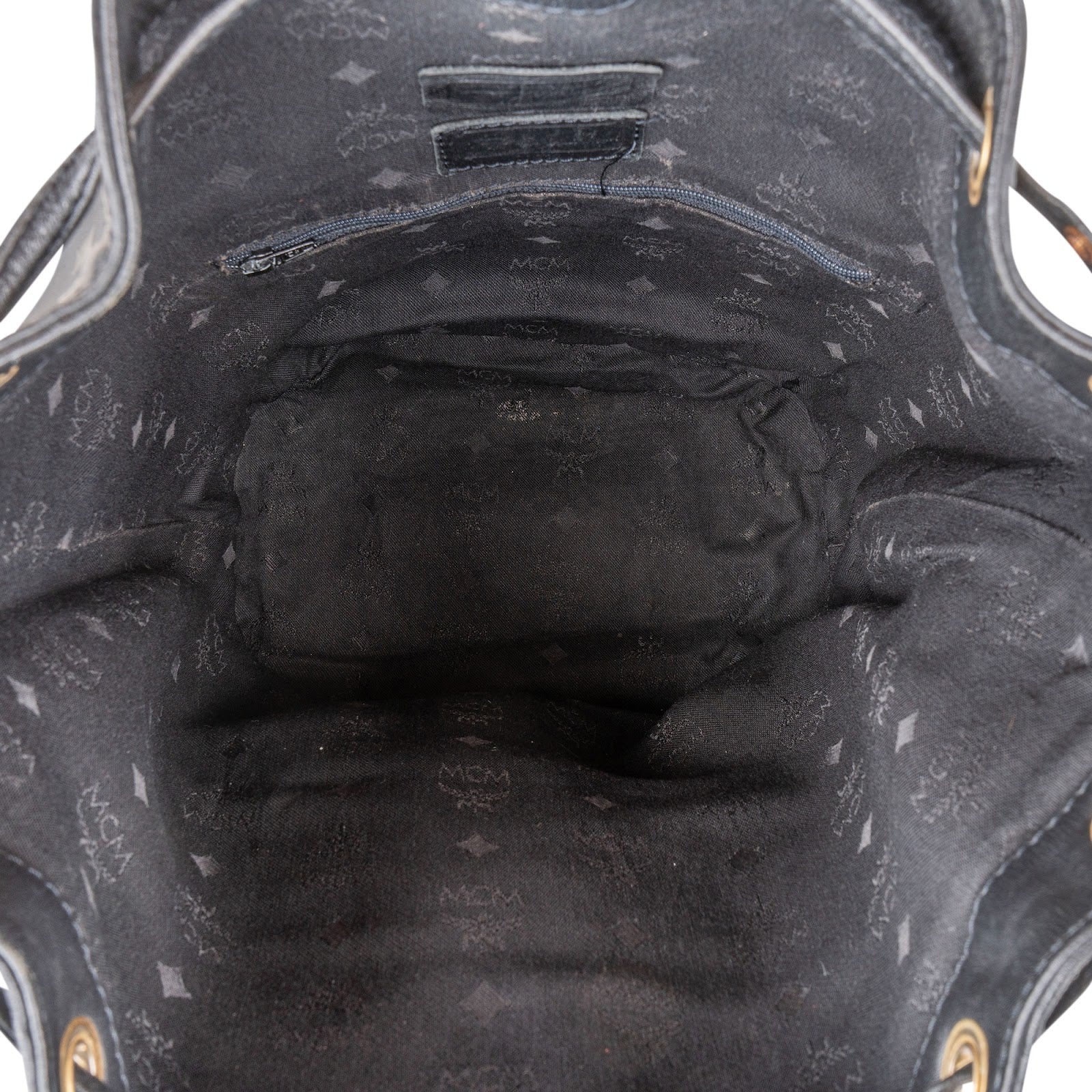 MCM Monogram Visetos Black Nylon Bucket Crossbody Bag