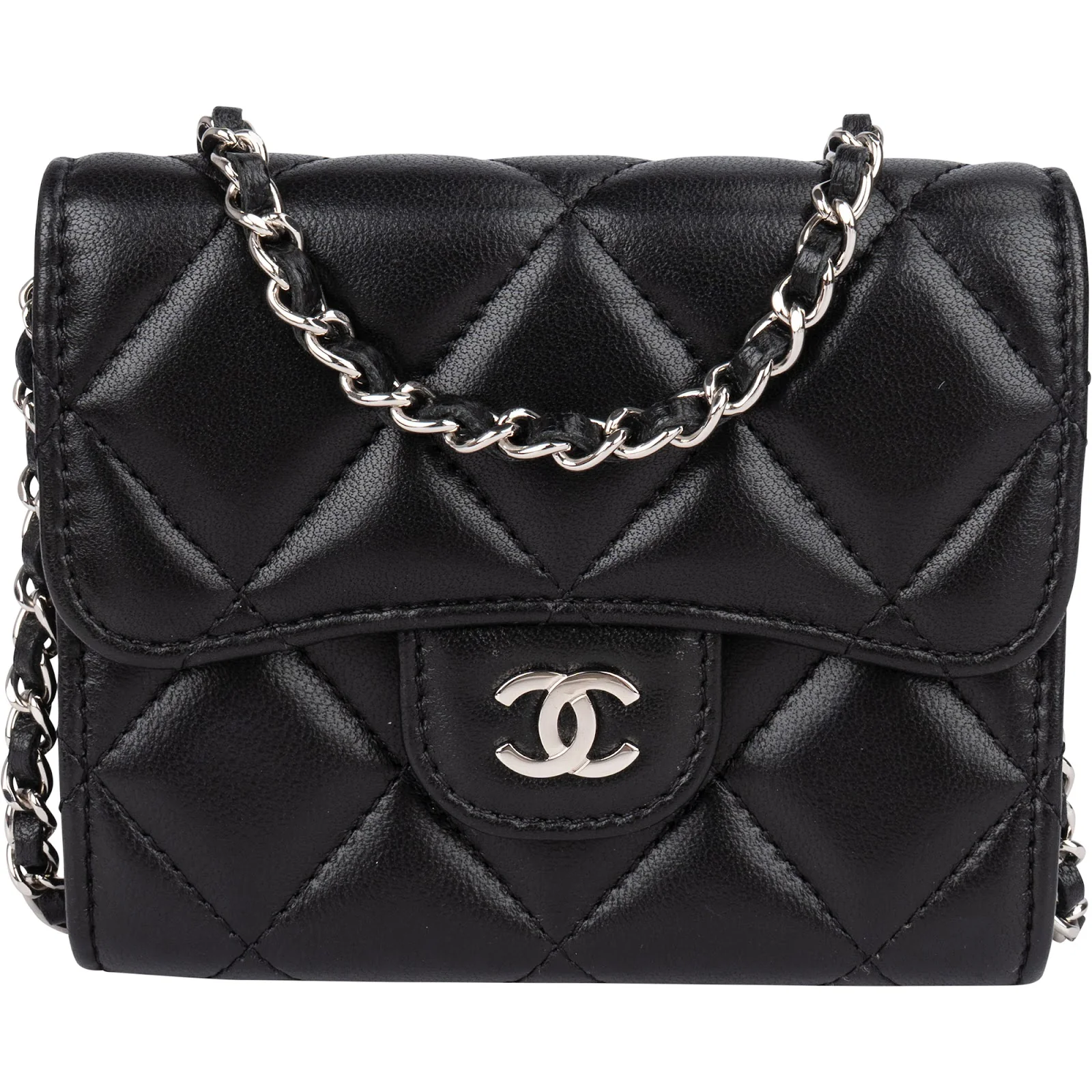 Chanel Quilted Lambskin CC Single Flap Wallet on Chain
