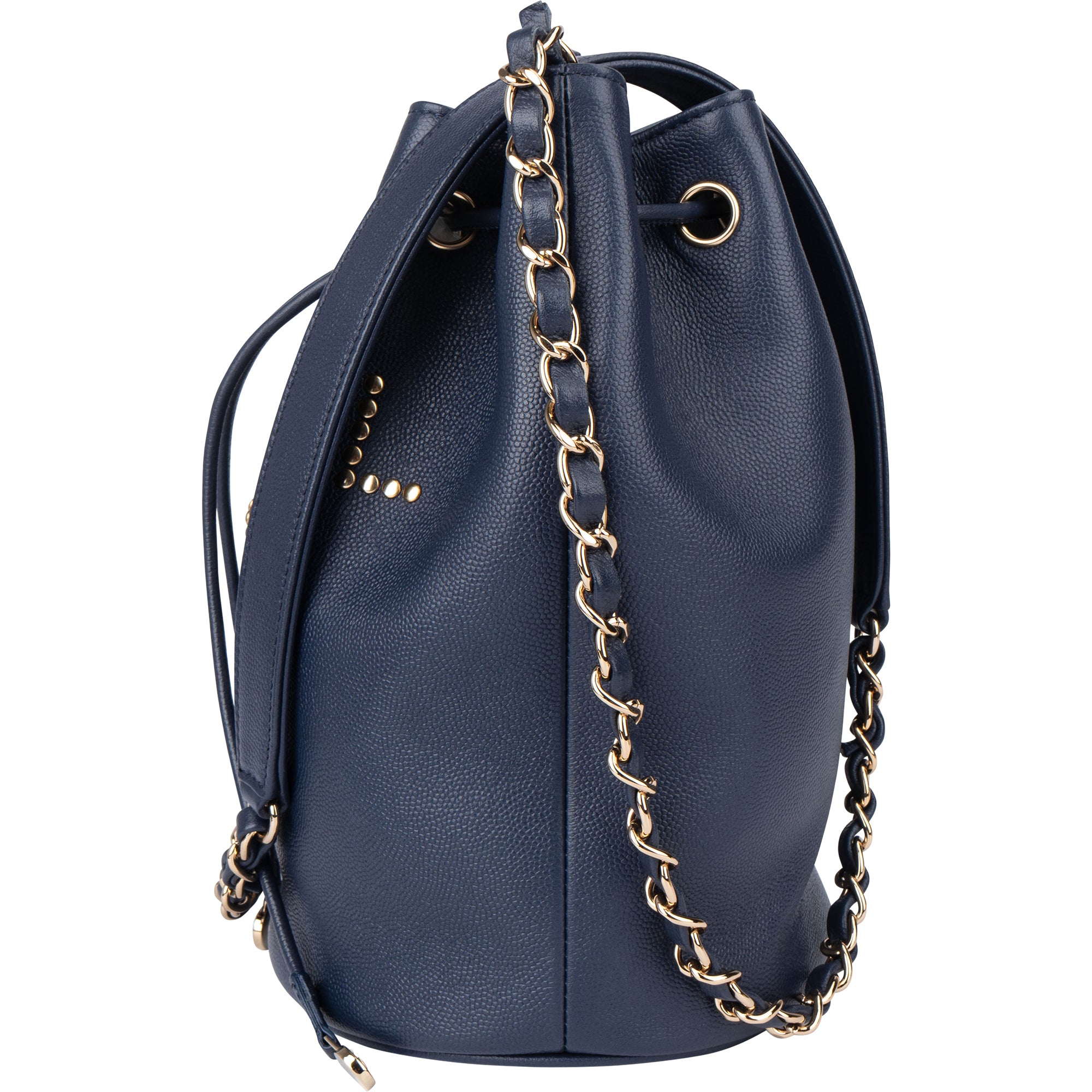 Chanel Bleu Caviar Leather Deauville Bucket Crossbody Bag