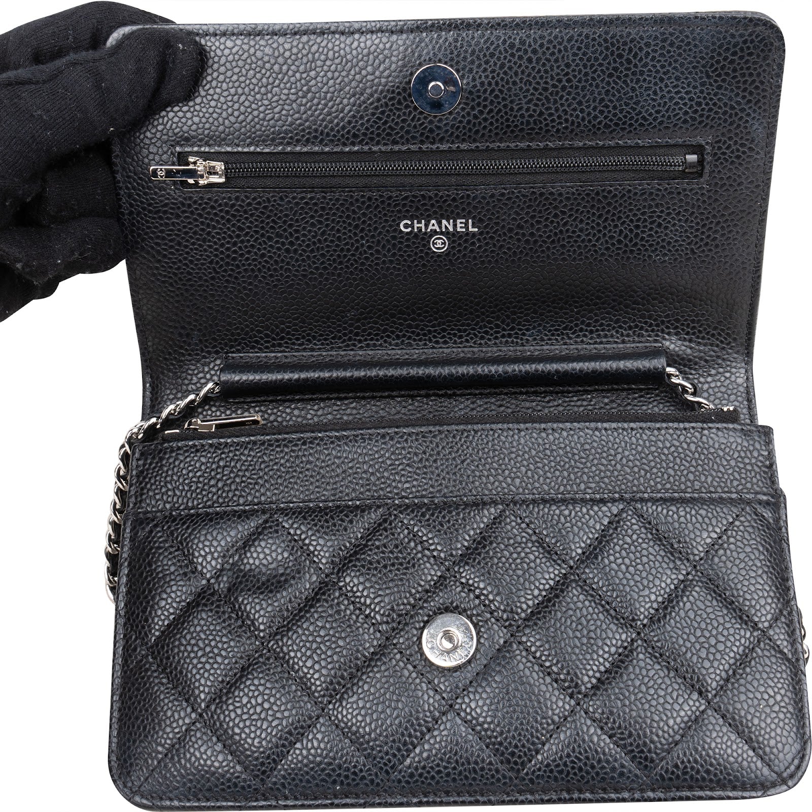 Chanel Quilted Caviar Leather Wallet On Chain Crossbody Bag