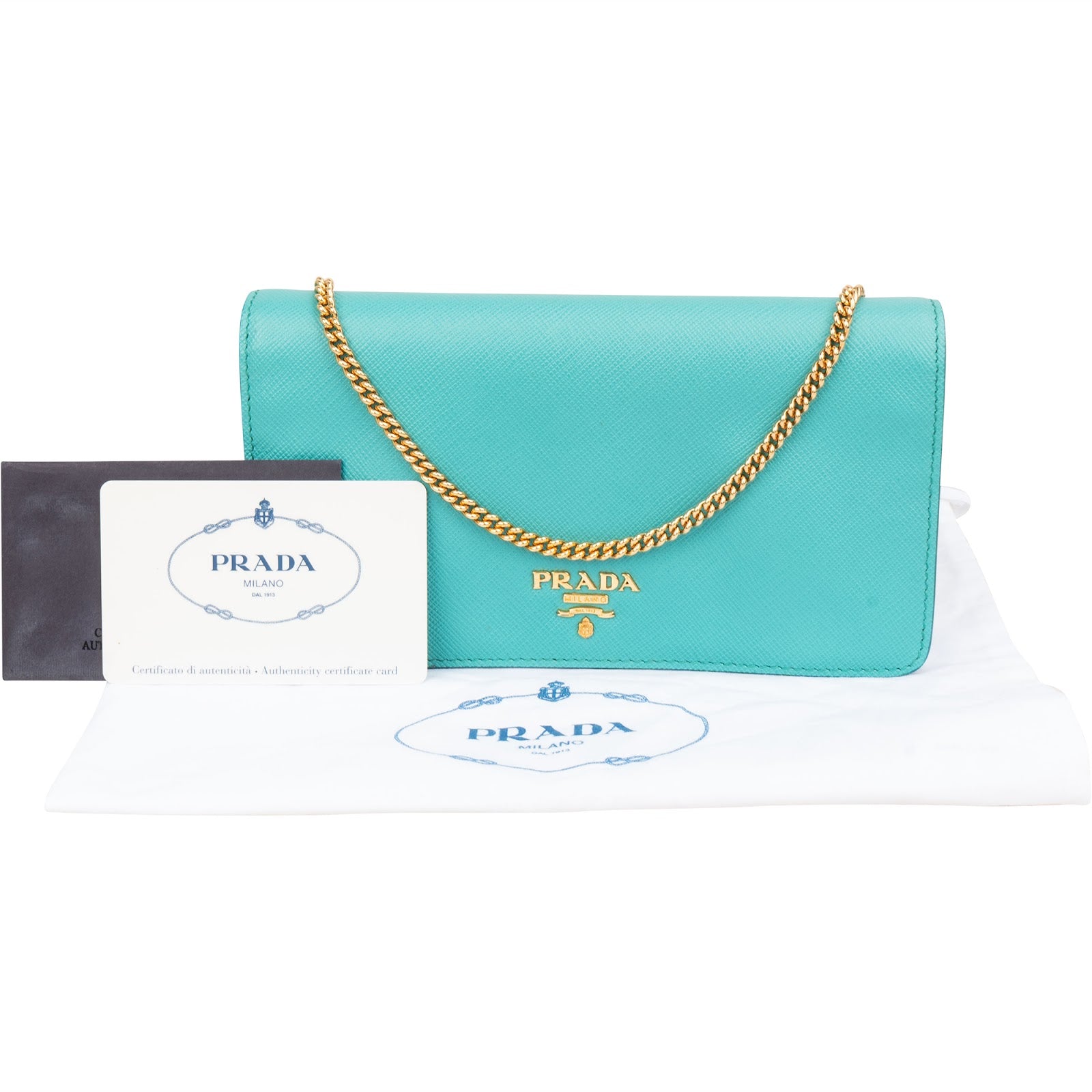 Prada Saffiano Leather Wallet On Chain