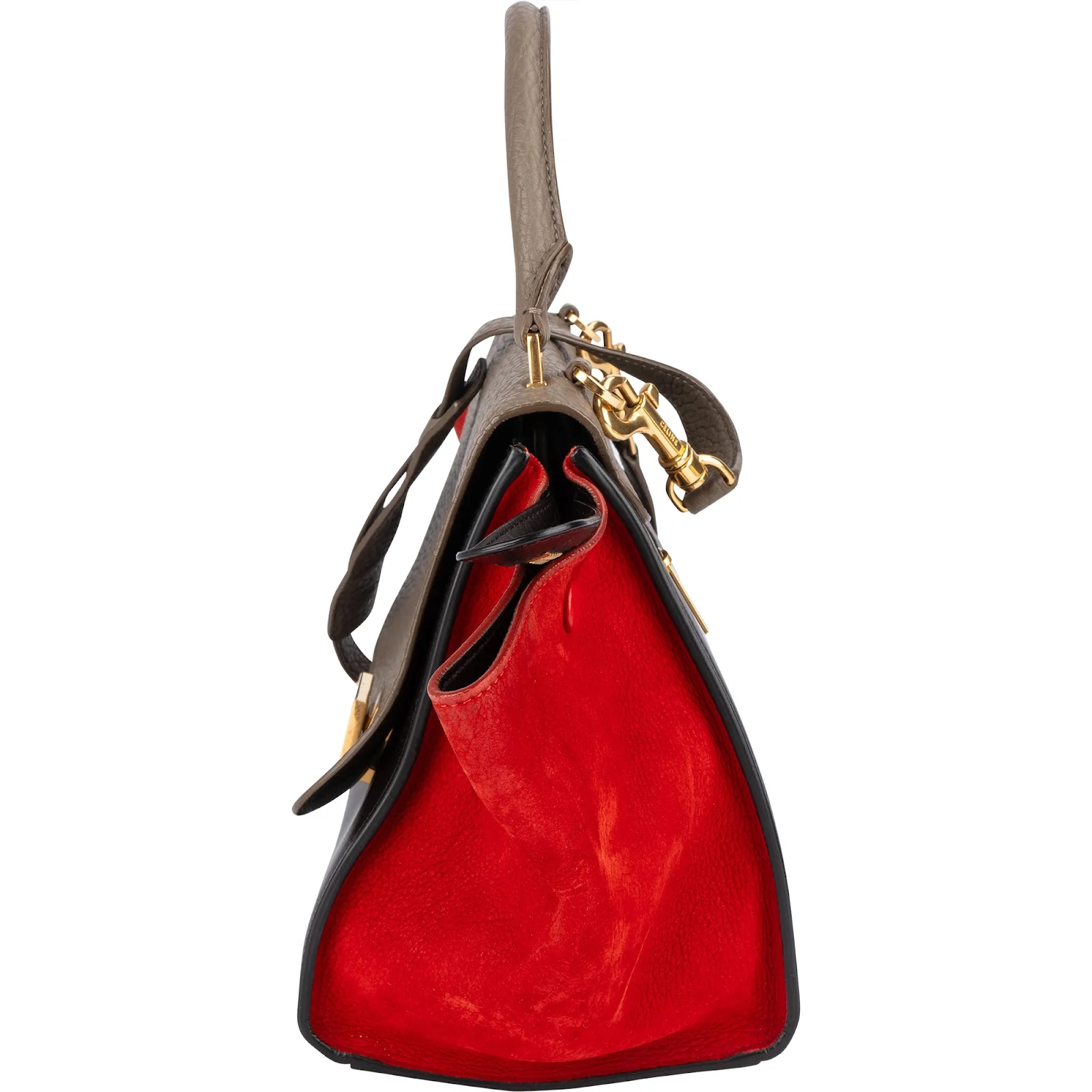 Céline Suede Leather Trapeze Handbag Tricolor