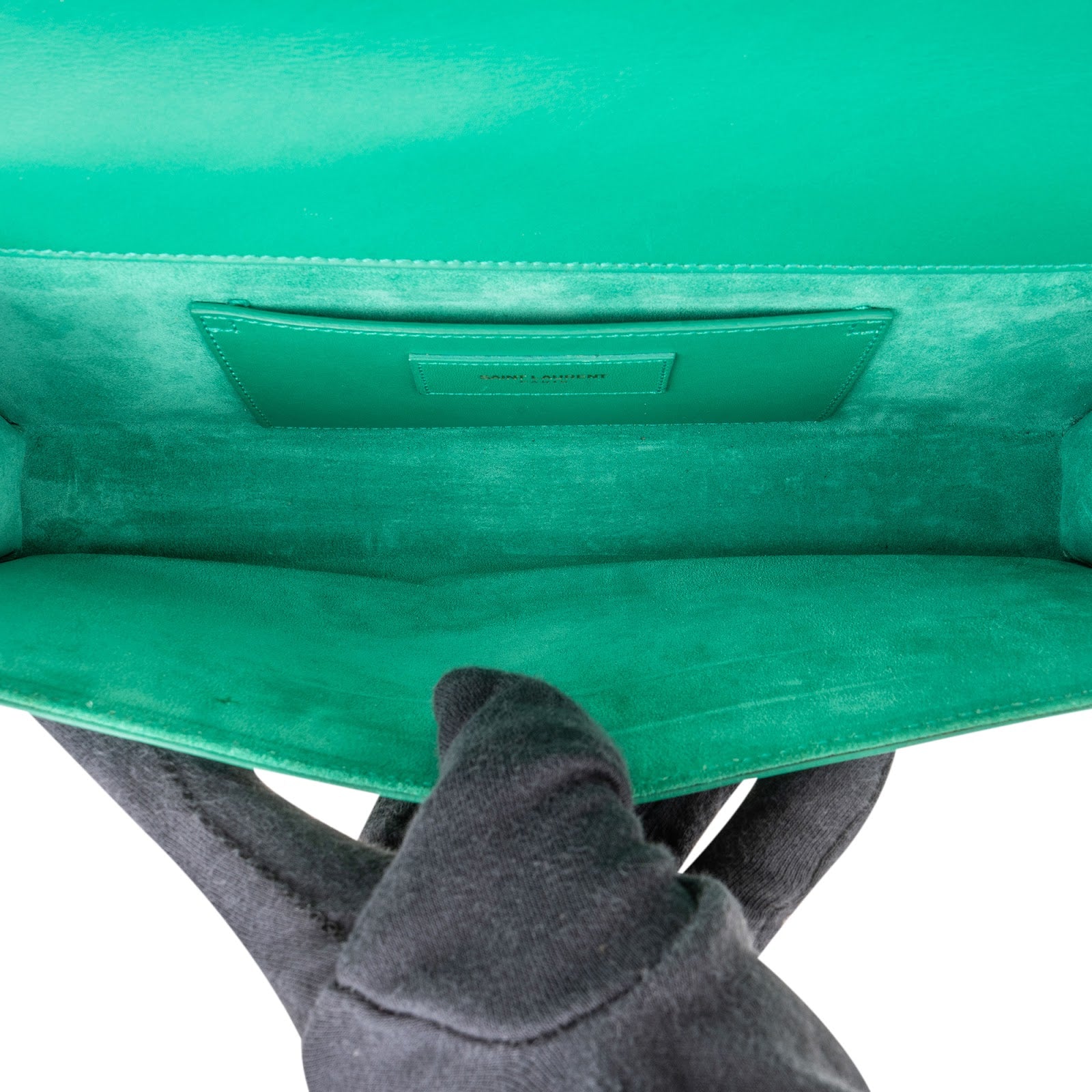 Saint Laurent Green Leather Clutch