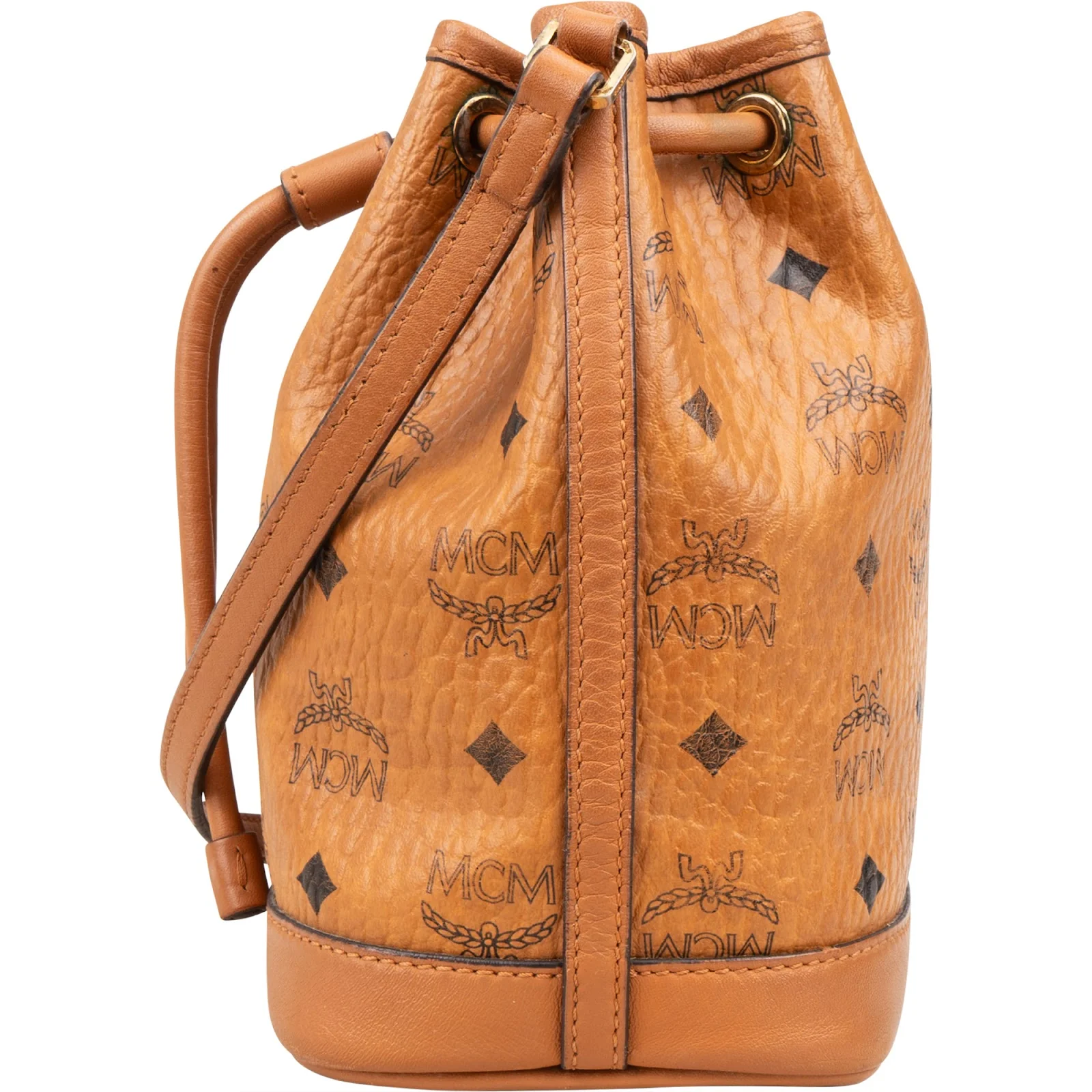 MCM Monogram Visetos Mini Drawstring Bucket Crossbody Bag
