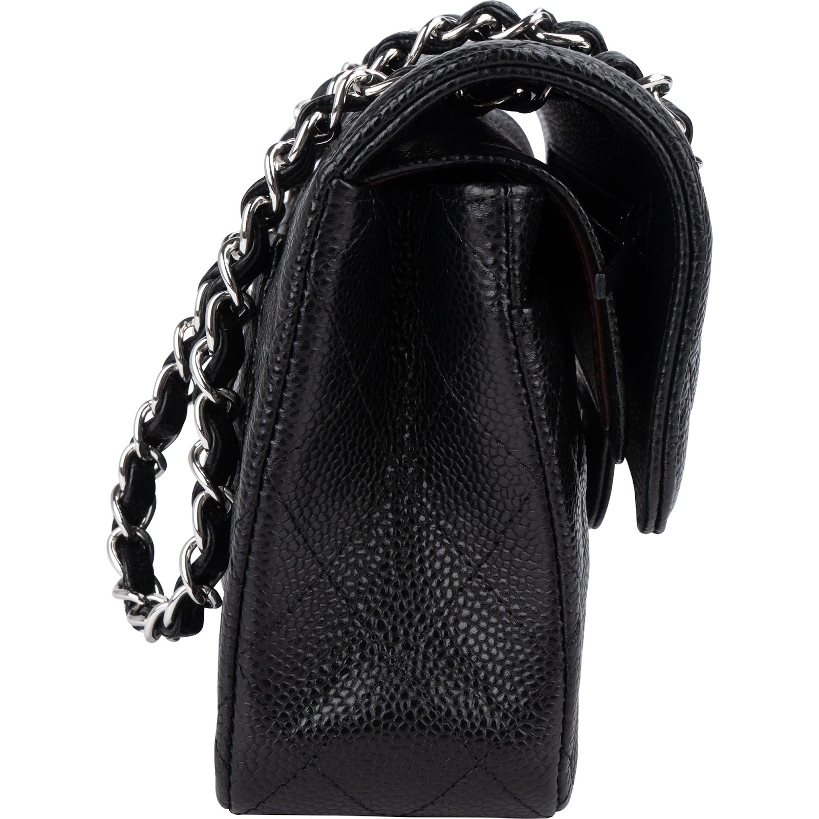 Chanel Quilted Caviar Leather Palladium Small Double Flap Shoulder Bag