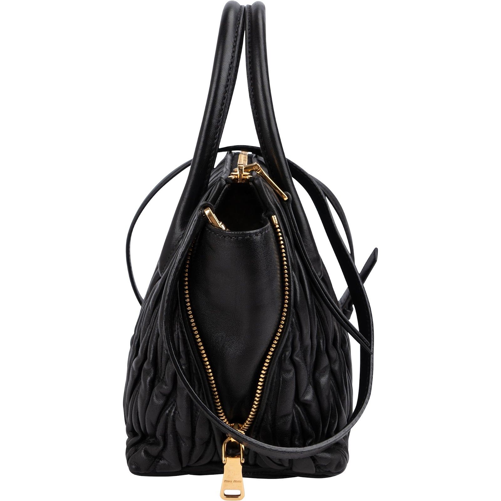 Miu Miu Black Matelassé Nappa Leather Handbag